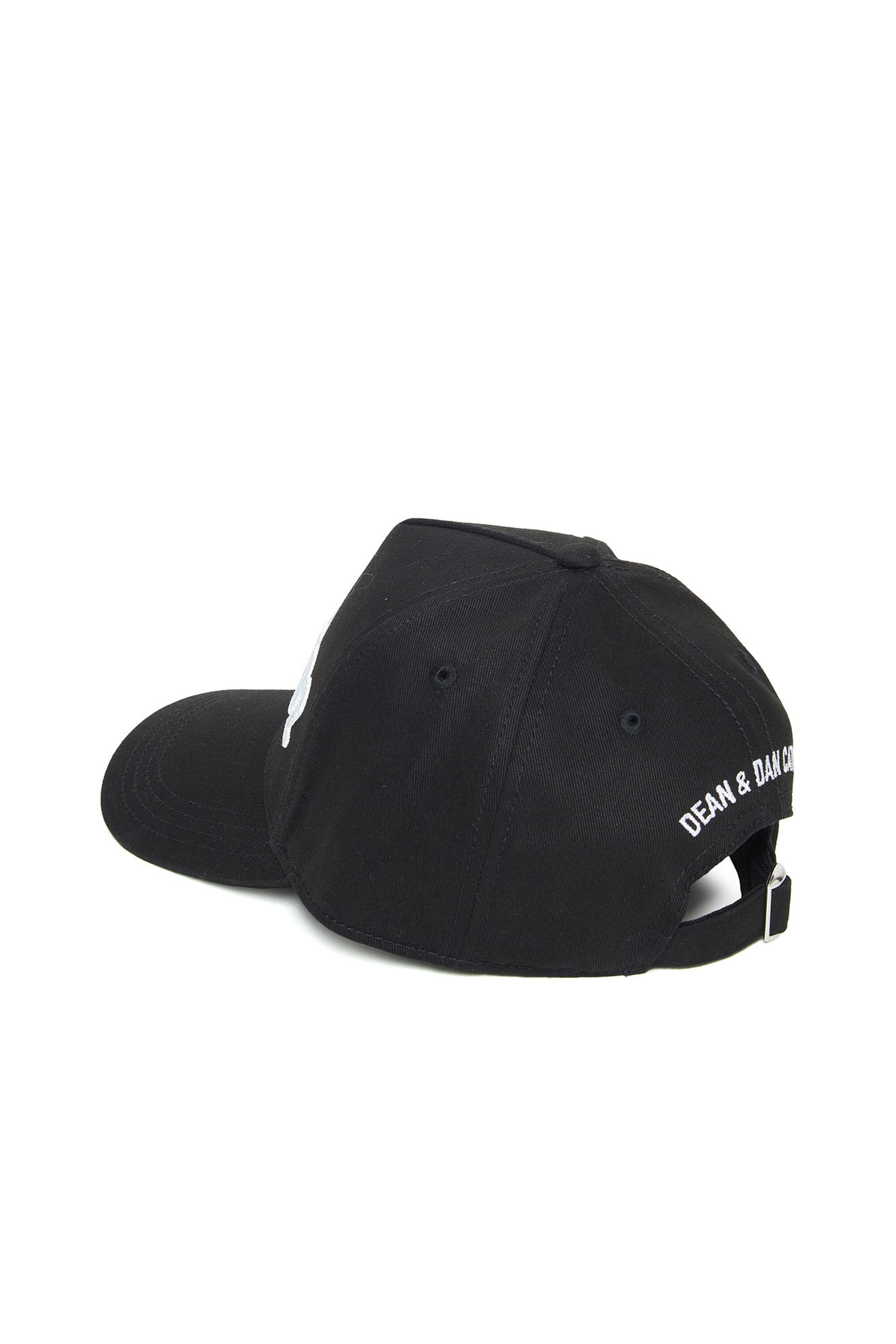 Black gabardine baseball cap with logo