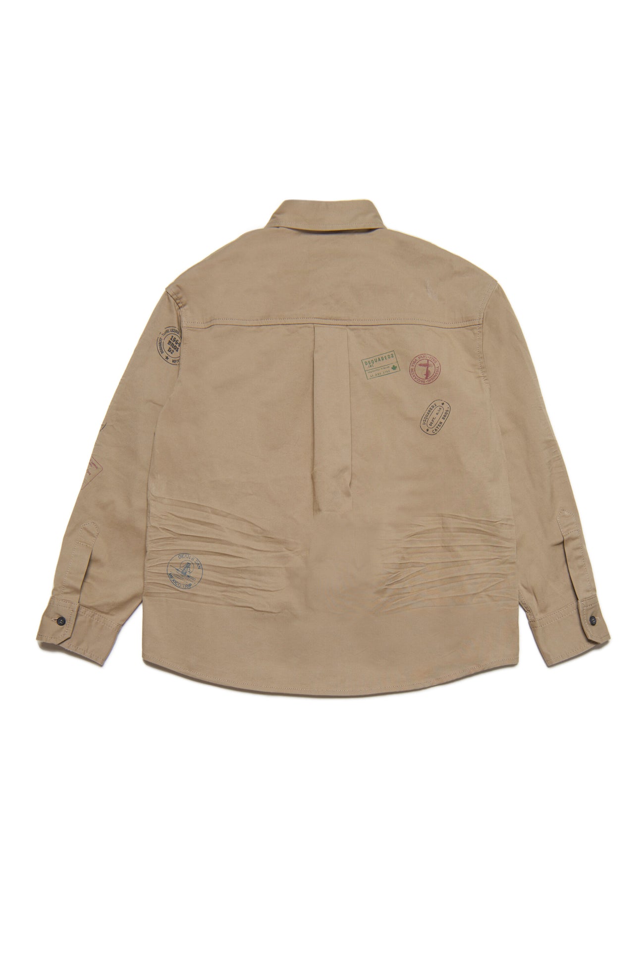 Gabardine shirt with tears and stamps Gabardine shirt with tears and stamps