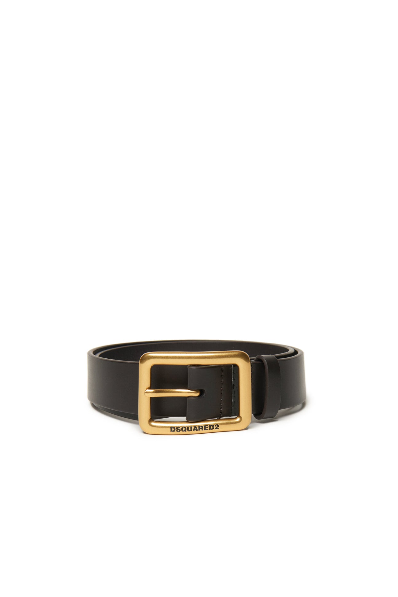 Leather belt with logo metal buckle 