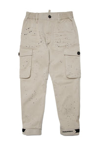 Gabardine cargo pants with spots