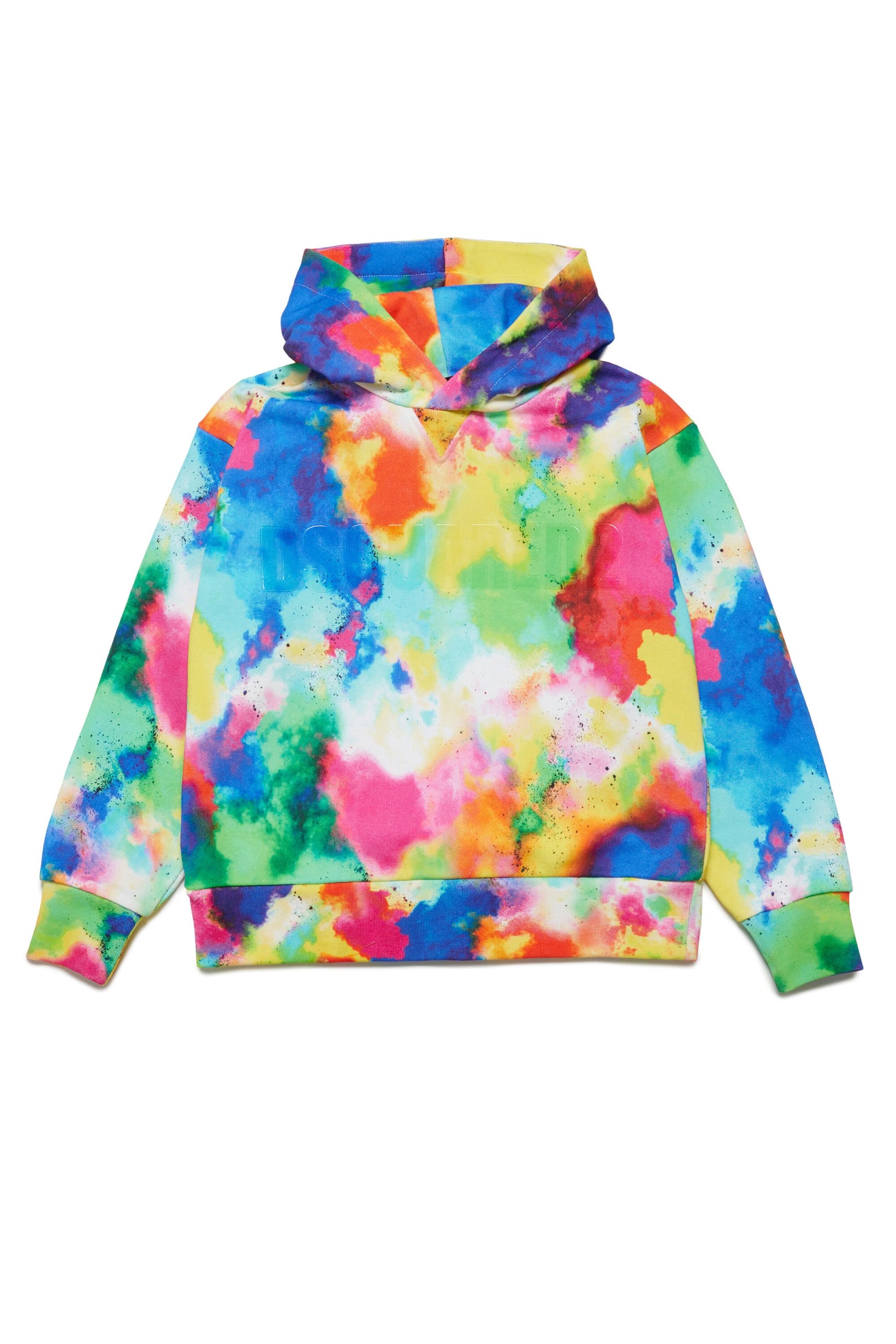 Multicolor allover hooded sweatshirt 