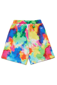 Multicolor allover fleece shorts