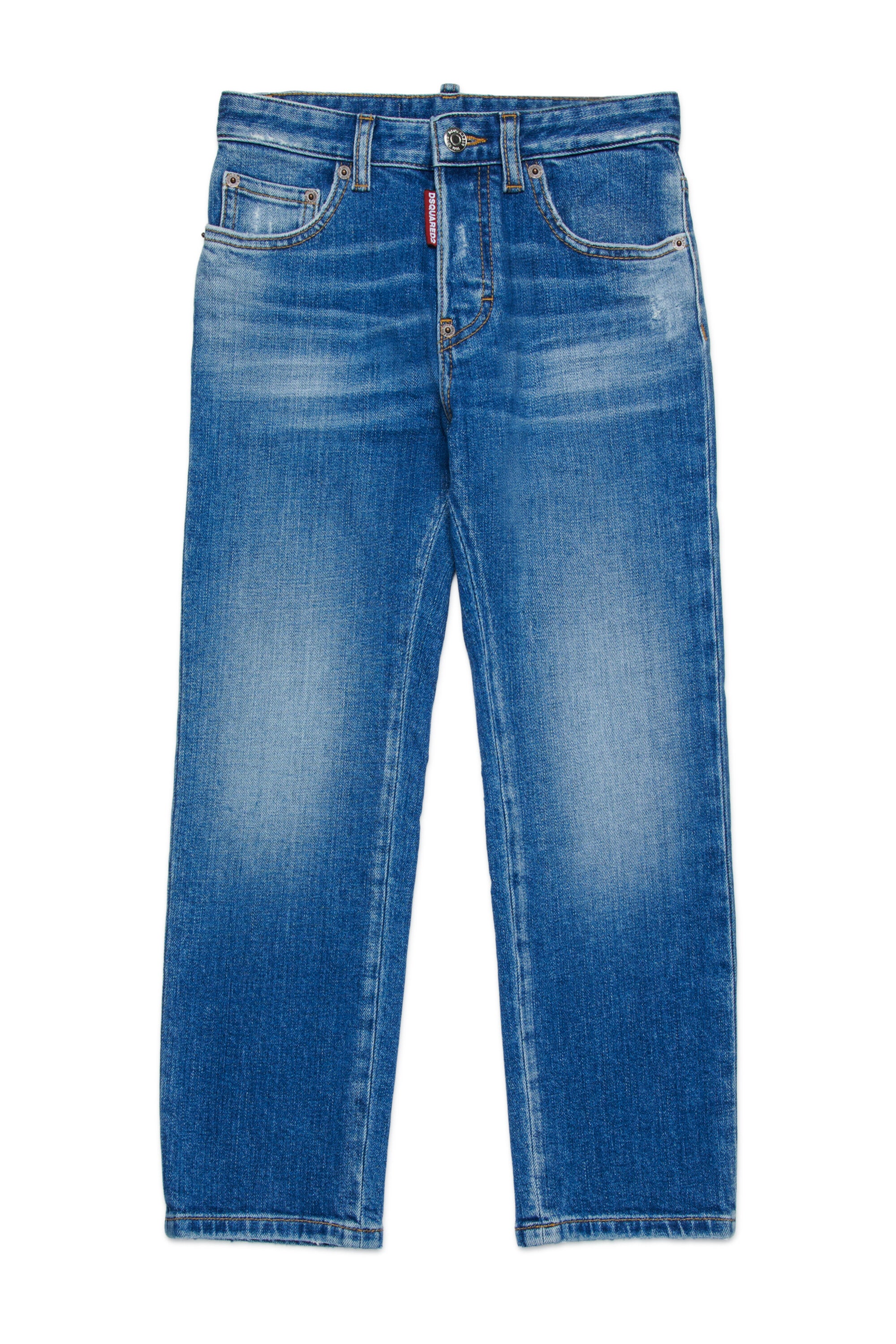 Medium blue straight jeans with abrasions - 642
