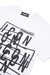 Icon print t-shirt with displaced effect
