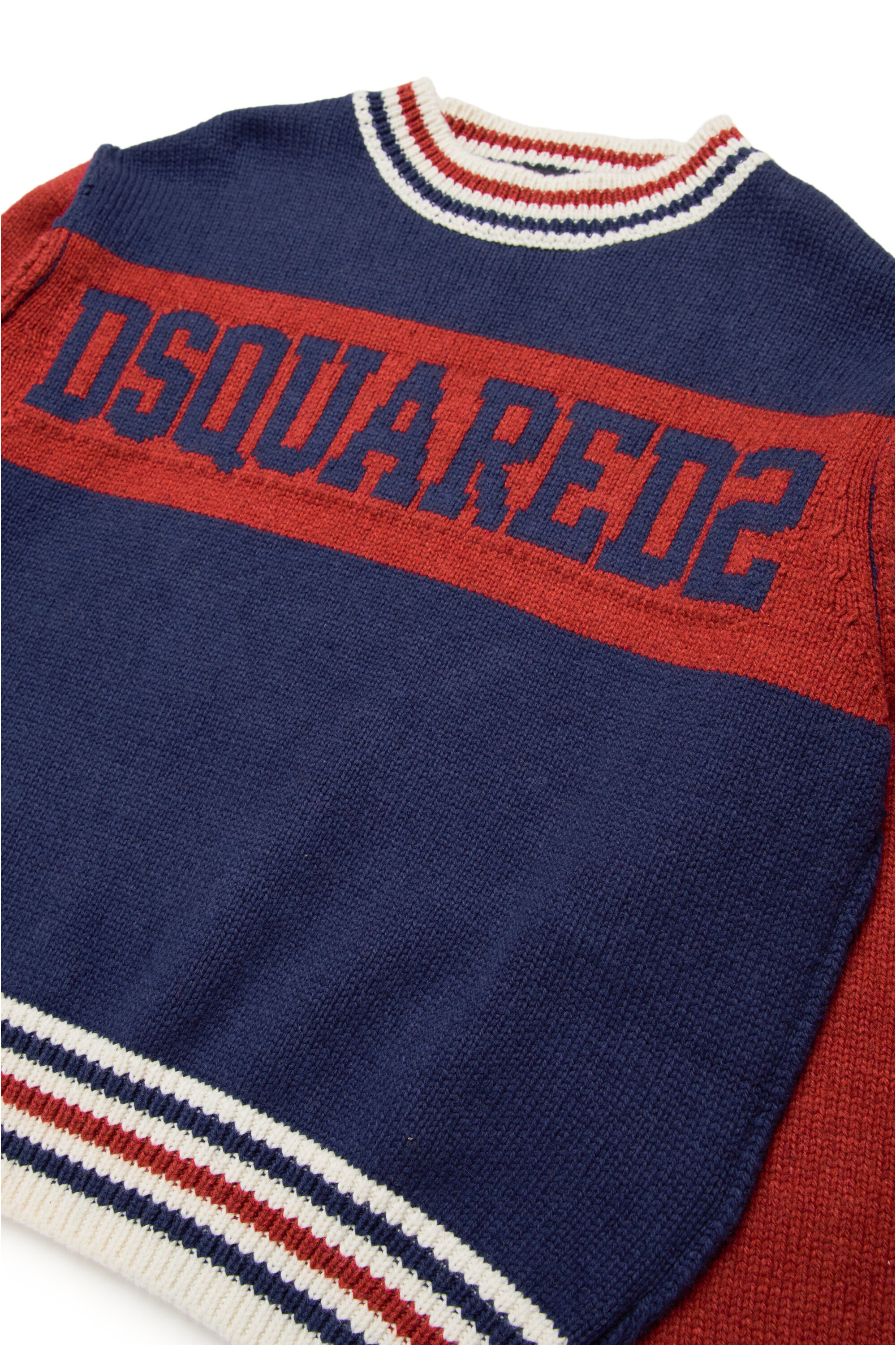 Wool-blend pullover with jacquard logo