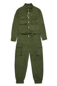 Twill jumpsuit with cargo pants