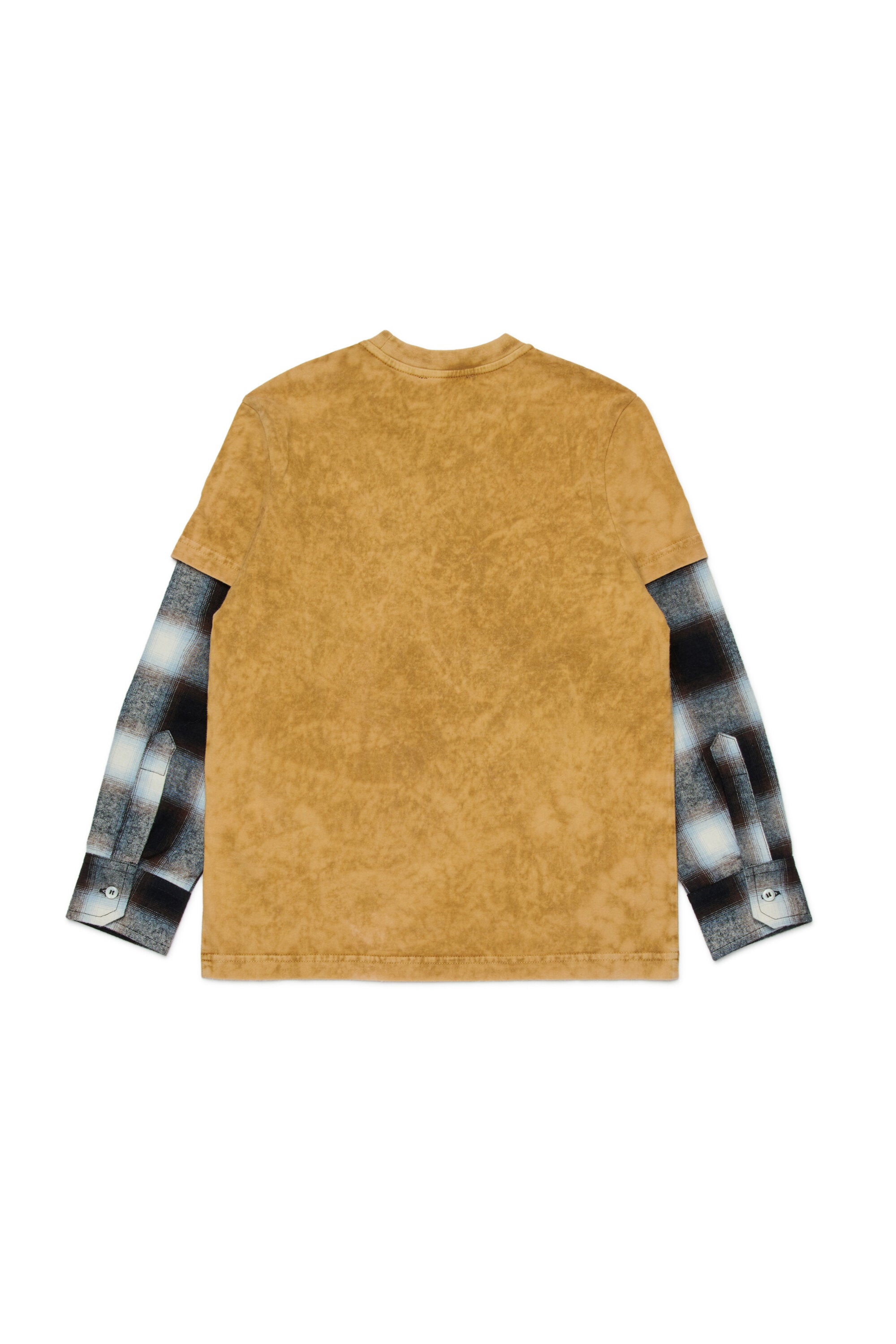 Jersey T-shirt with plaid sleeves