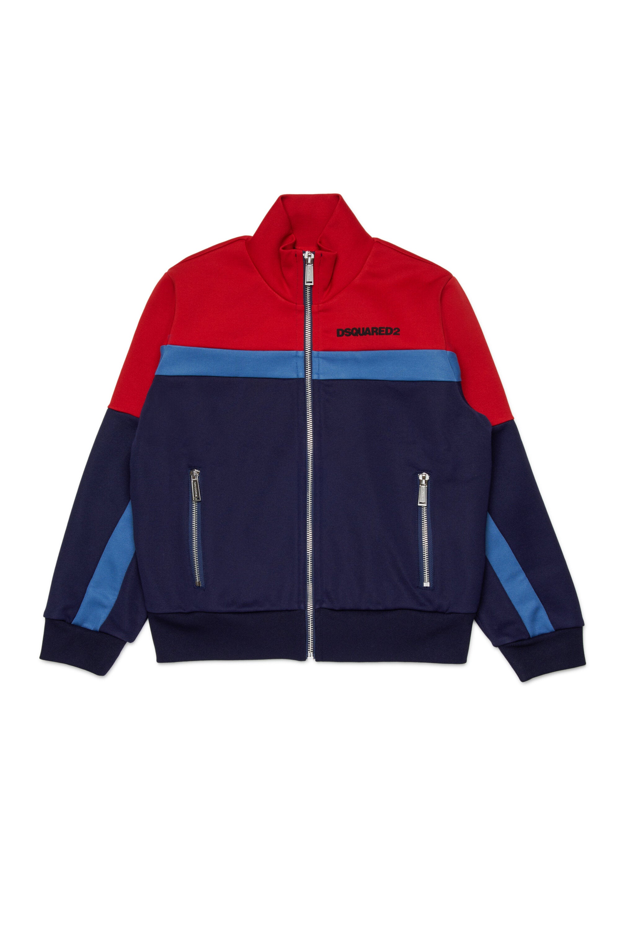 Full zipper neoprene colorblock sweatshirt