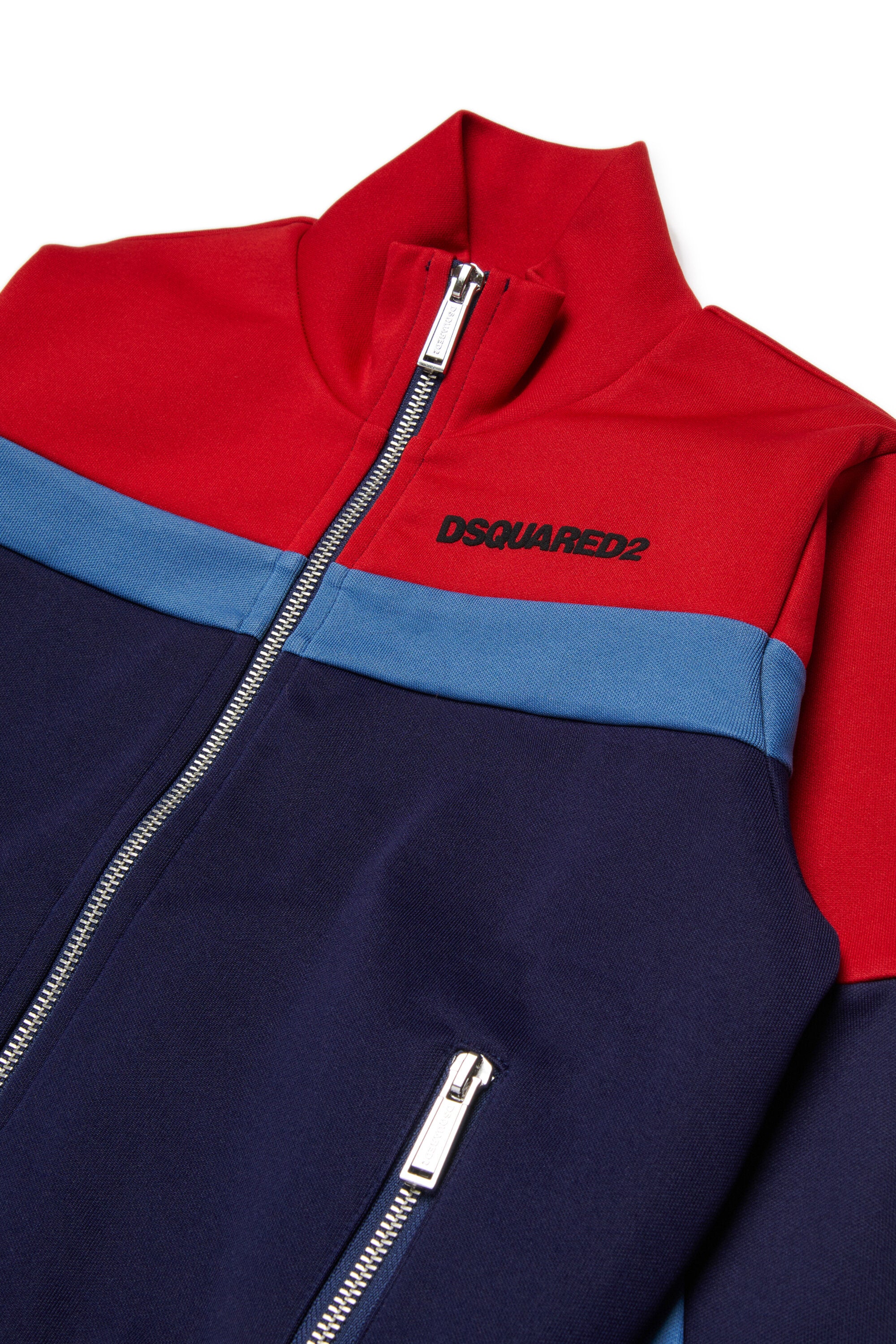 Full zipper neoprene colorblock sweatshirt