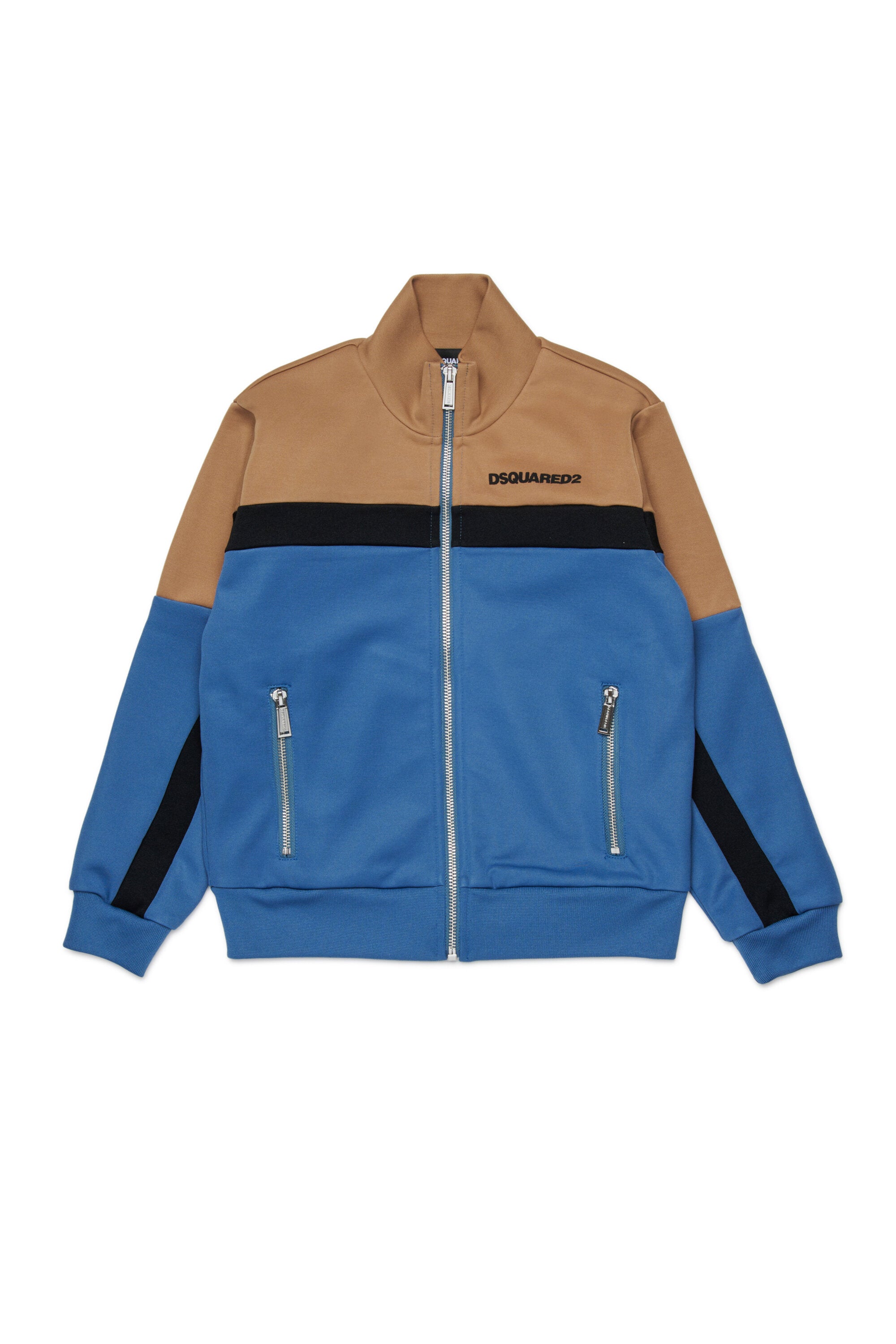 Full zipper neoprene colorblock sweatshirt