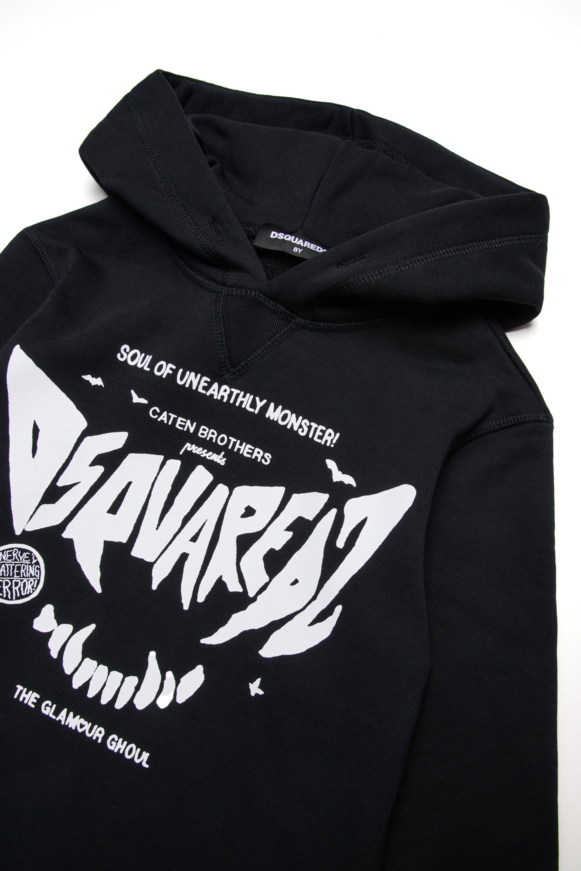 Hooded sweatshirt with horror print