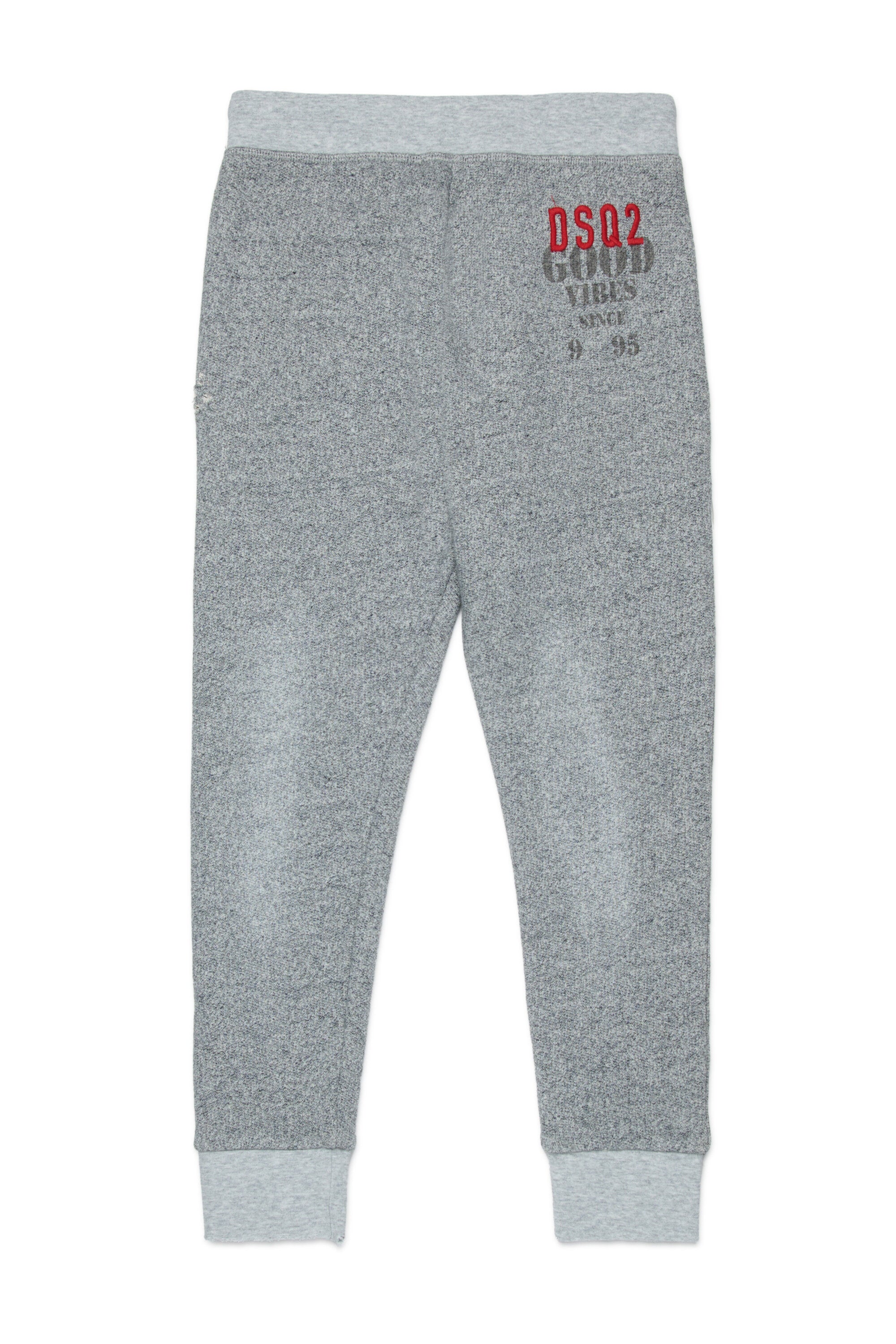 Fleece jogger pants with ruined effect