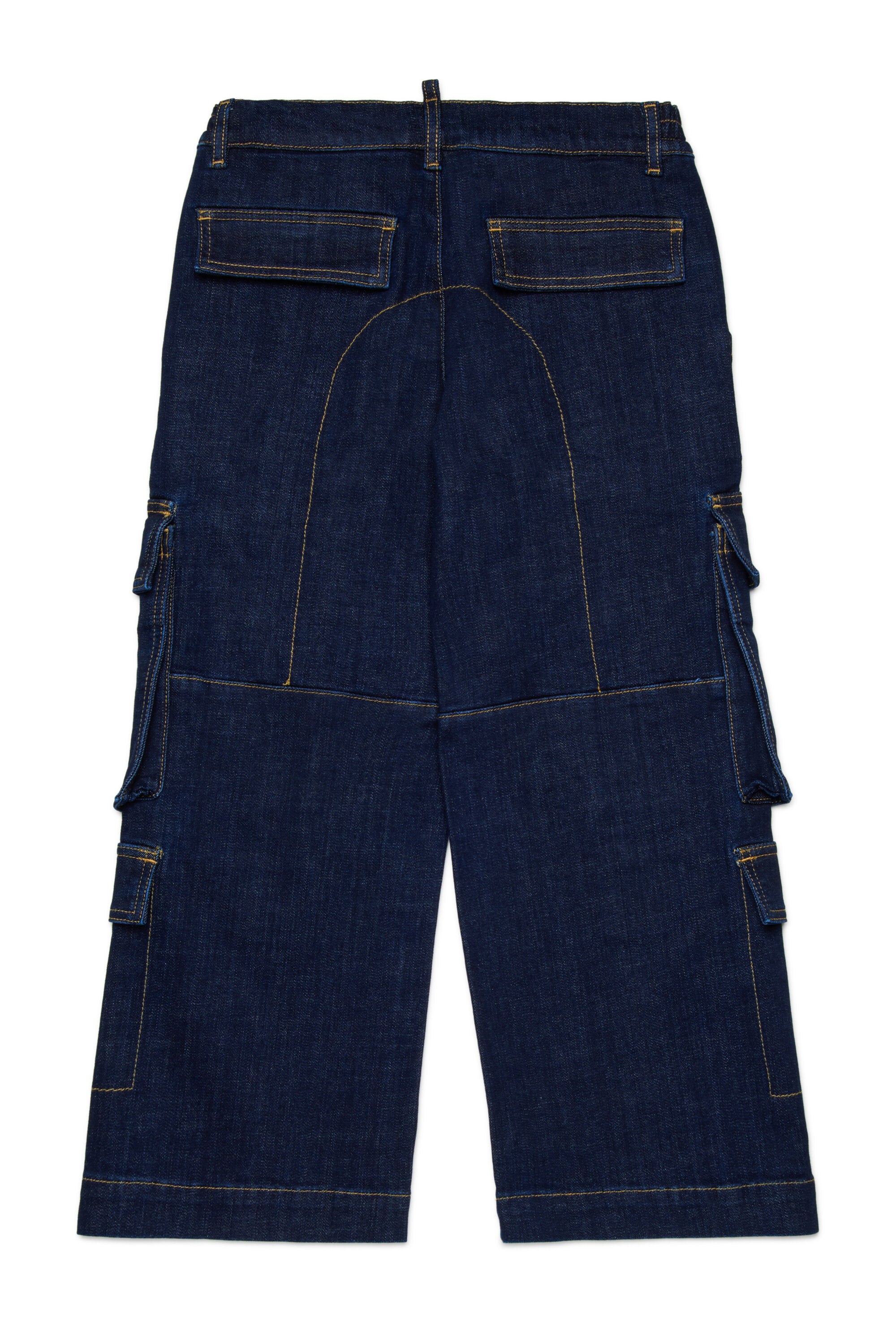 Regular dark blue denim cargo jeans