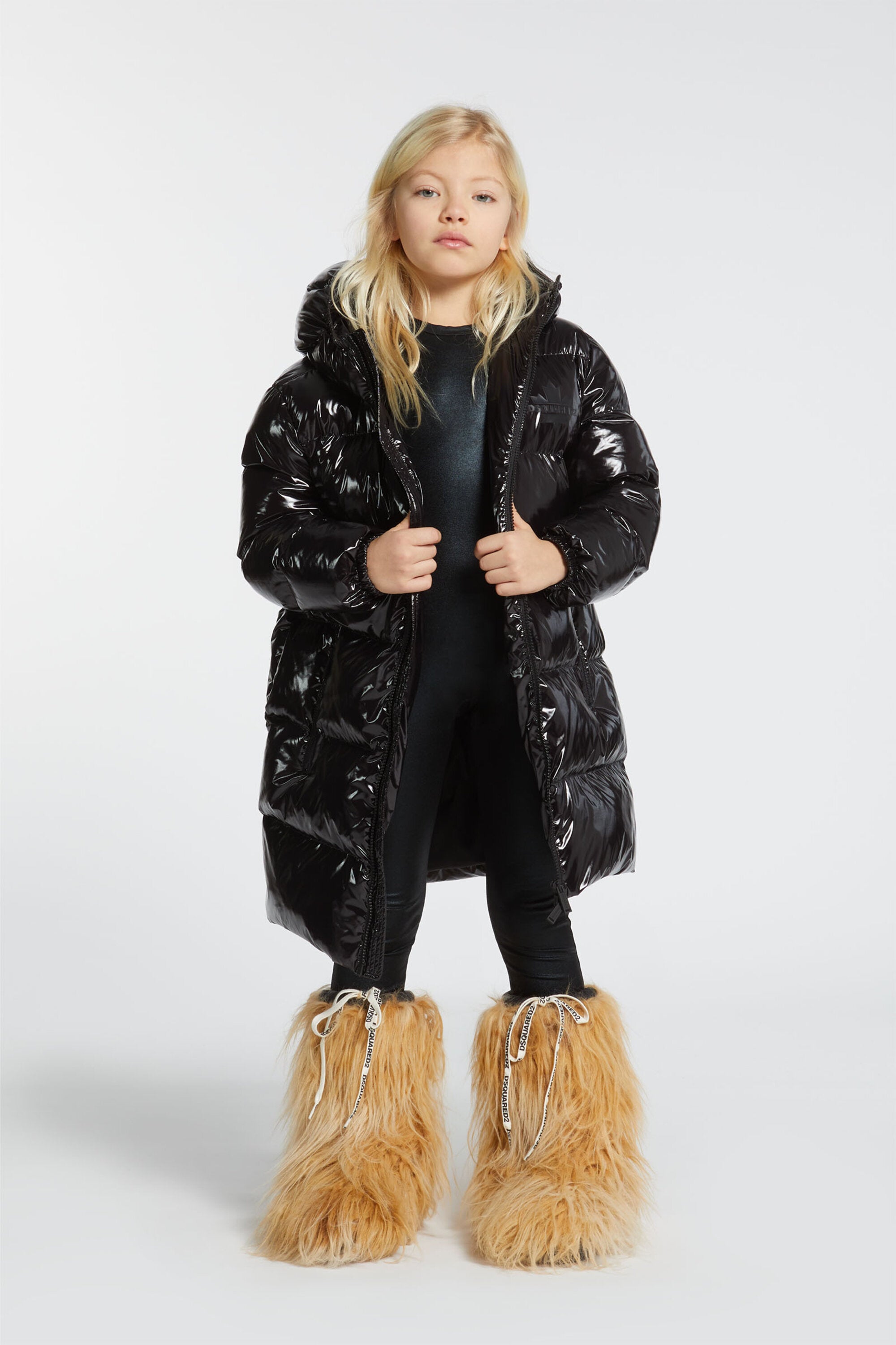 Long padded jacket with logo Maple Leaf