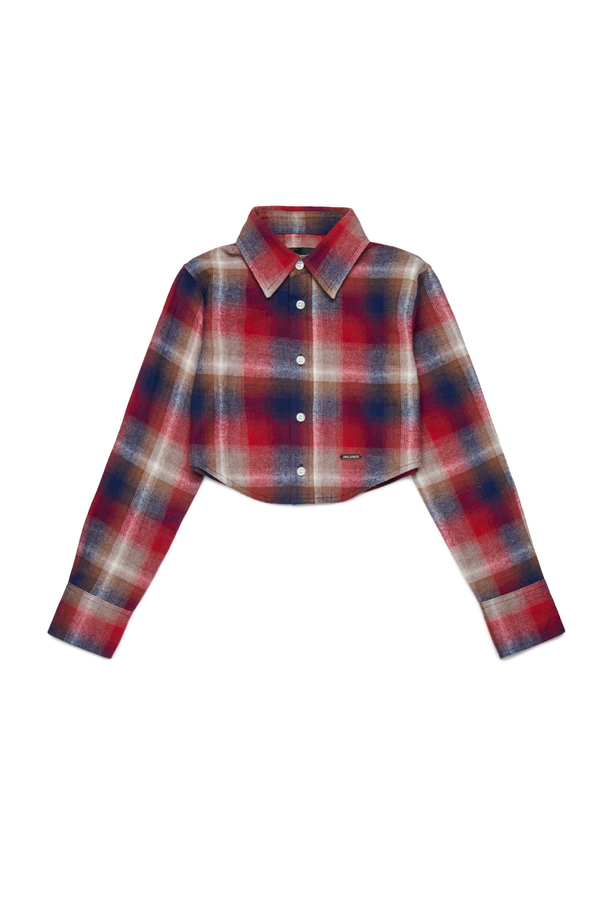 Cropped flannel plaid shirt