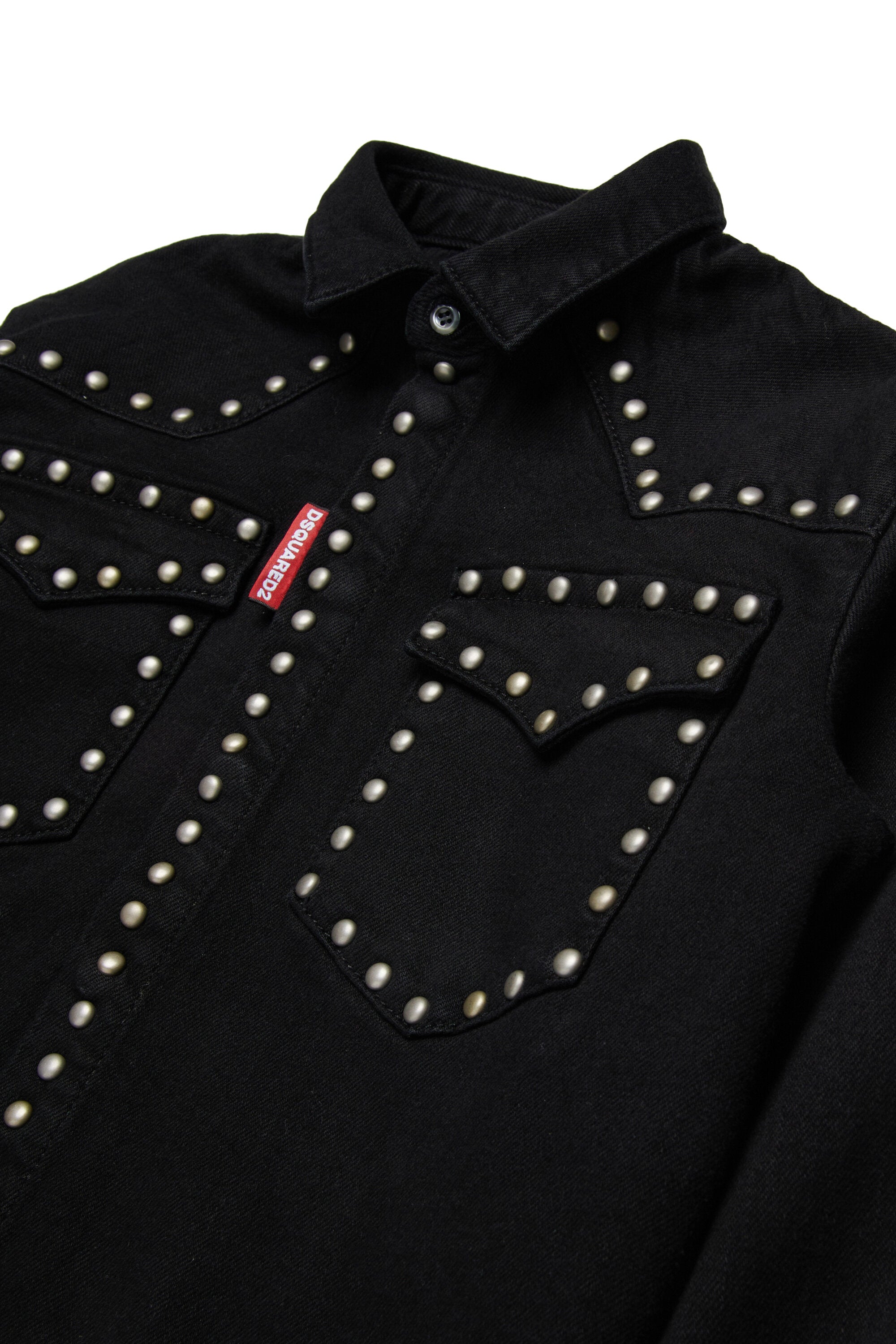 Black denim shirt with studs