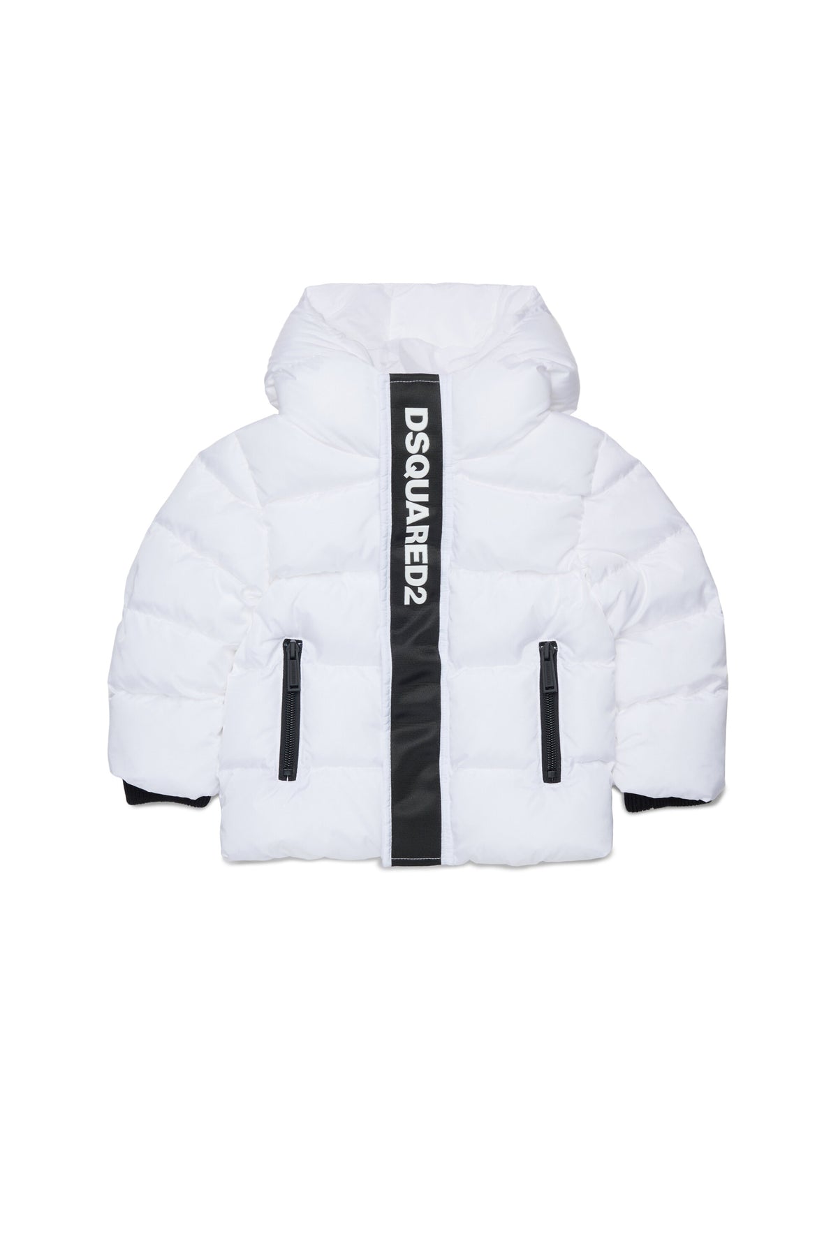Long padded jacket with logo