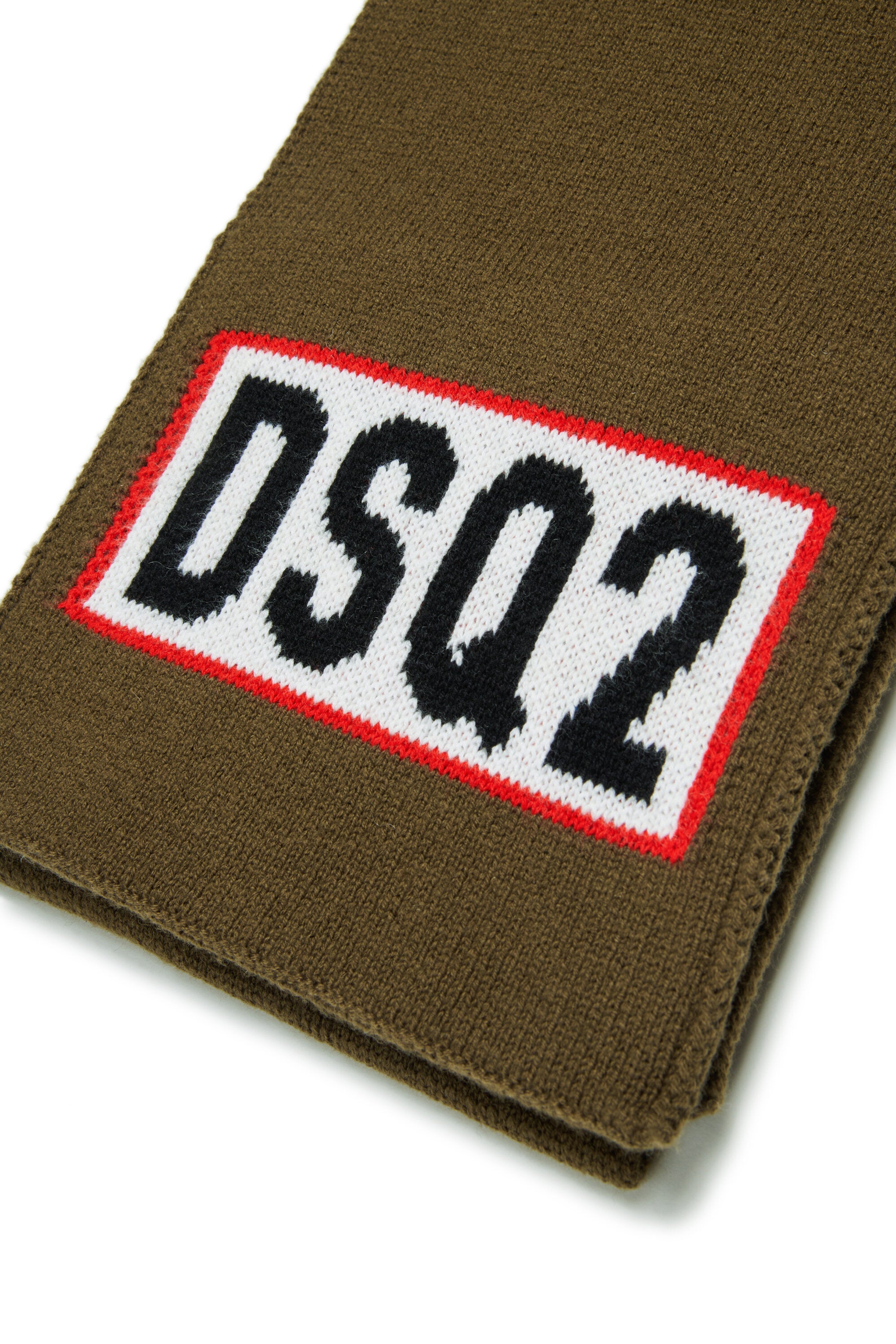 Wool-blend scarf with DSQ2 logo