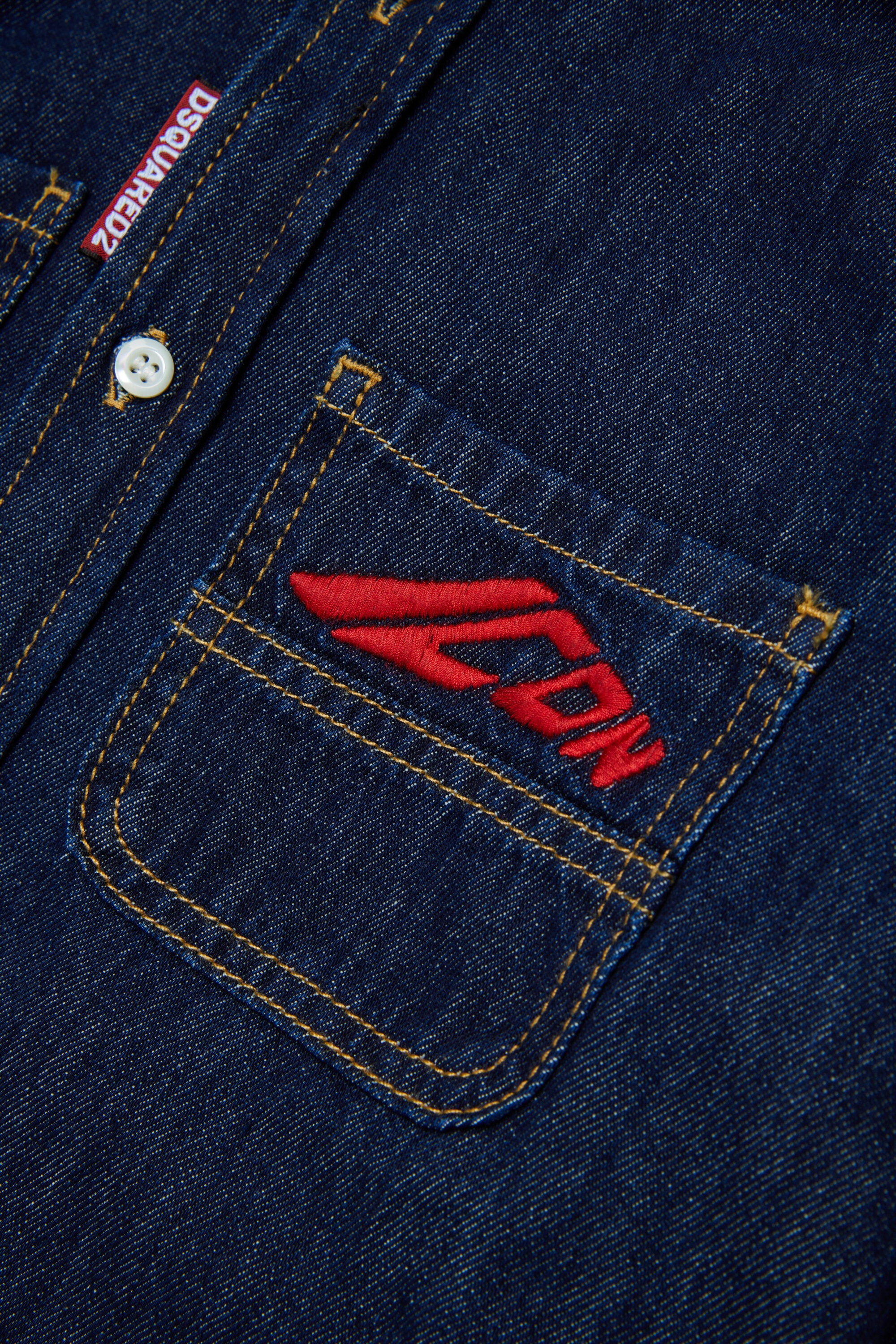 Dark blue denim shirt with ICON logo