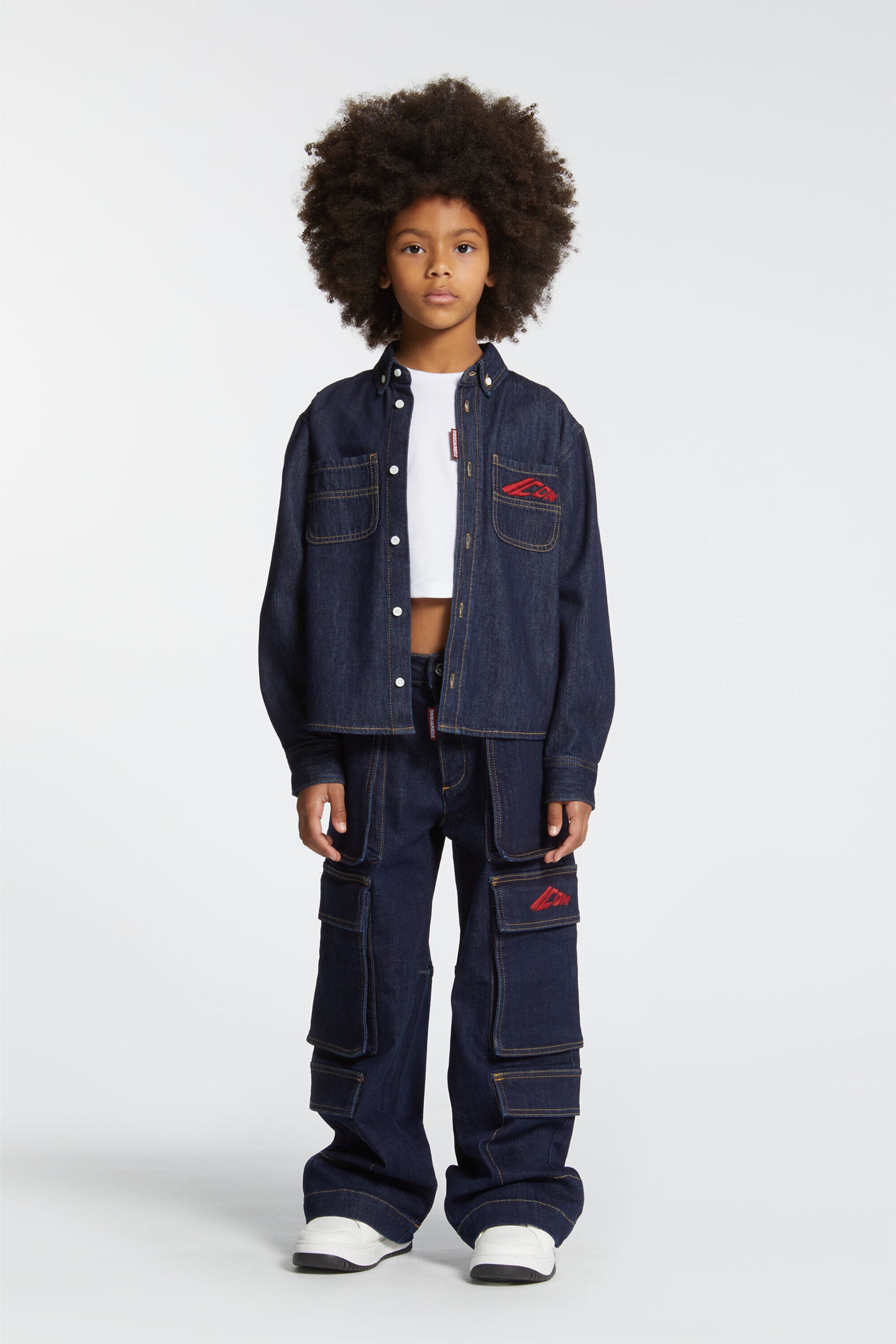 Dark blue denim shirt with ICON logo