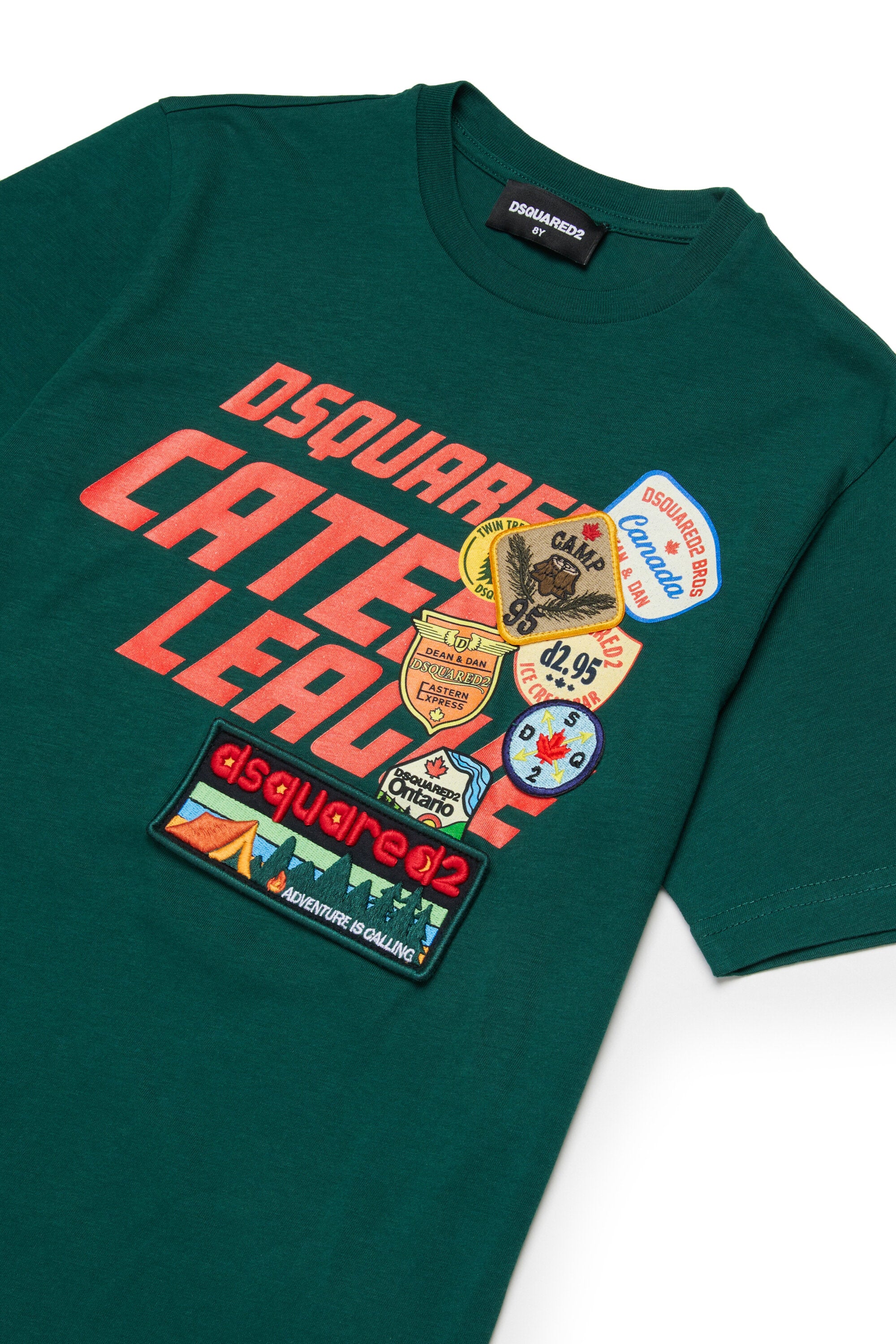 T-shirt with logo and patch applications