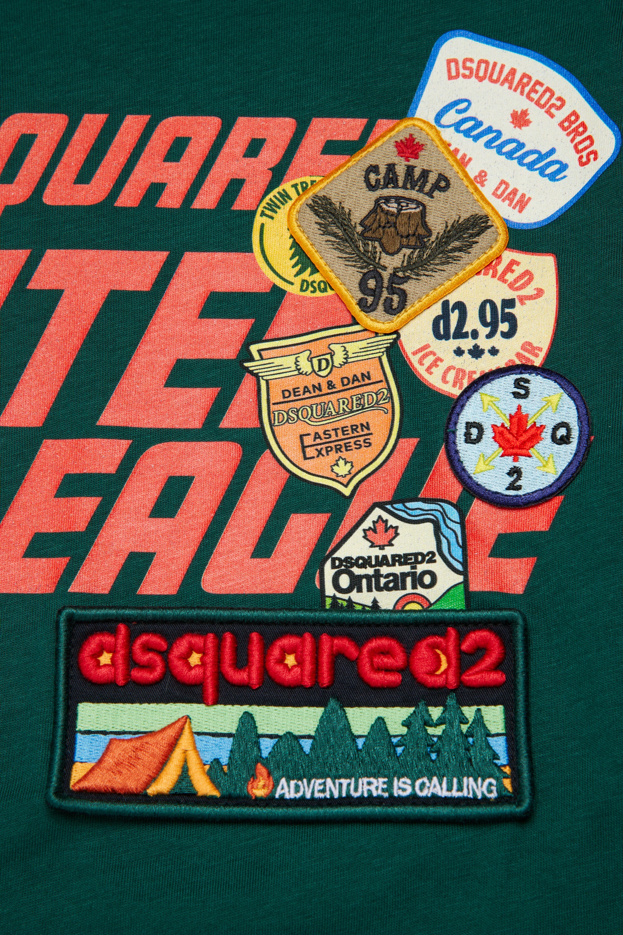 T-shirt with logo and patch applications