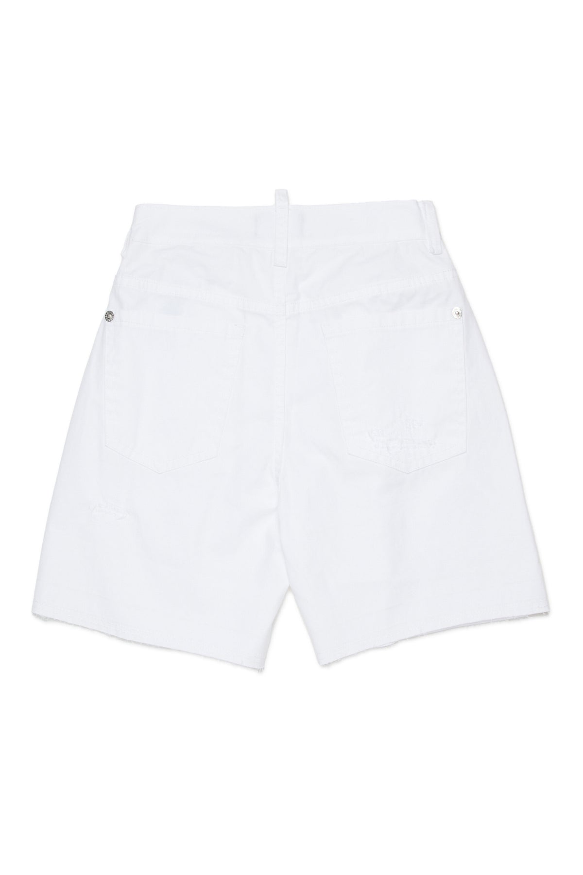 Shorts with logo and frayed details