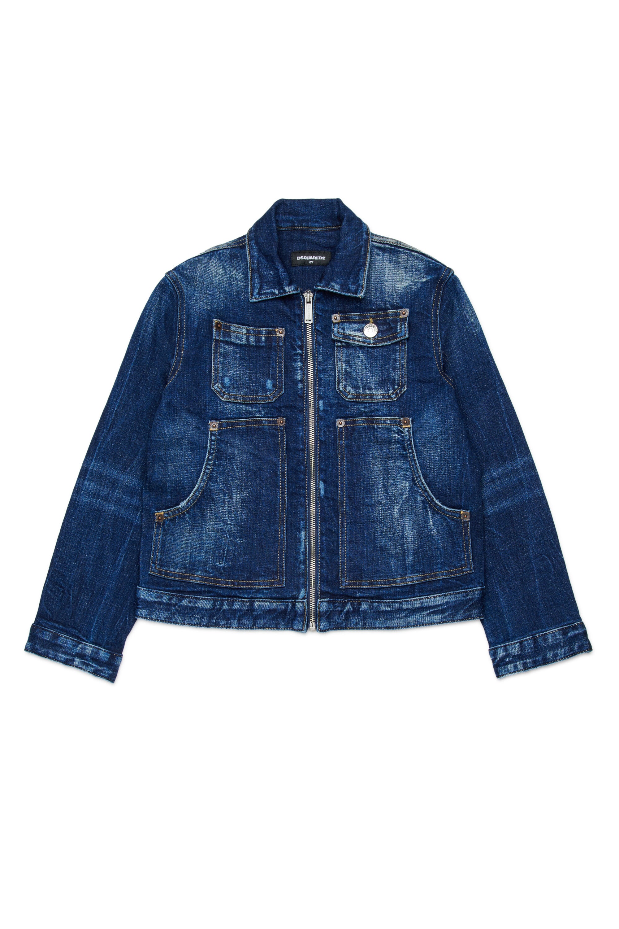 Denim jacket with printed logo
