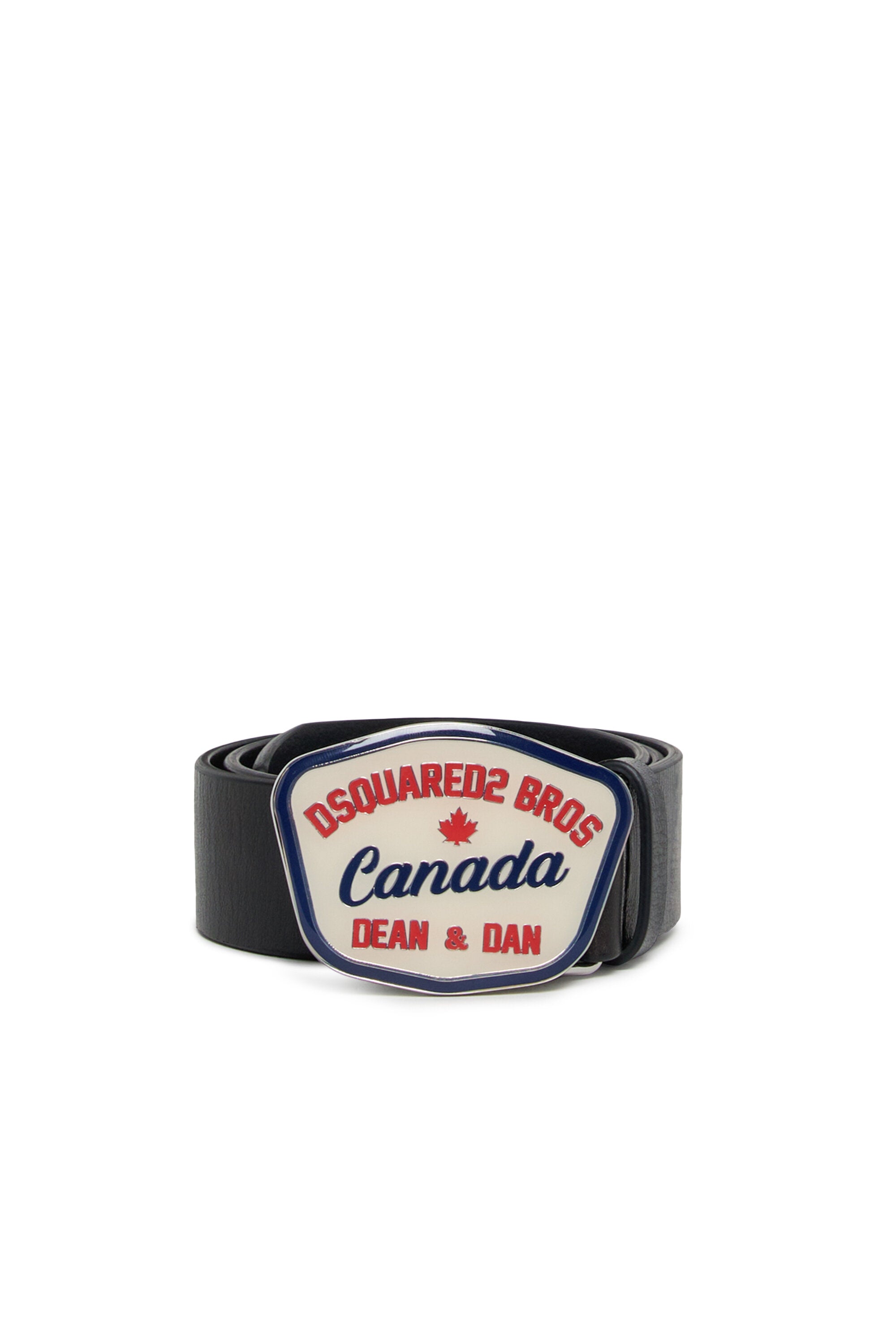 Belt with logo buckle