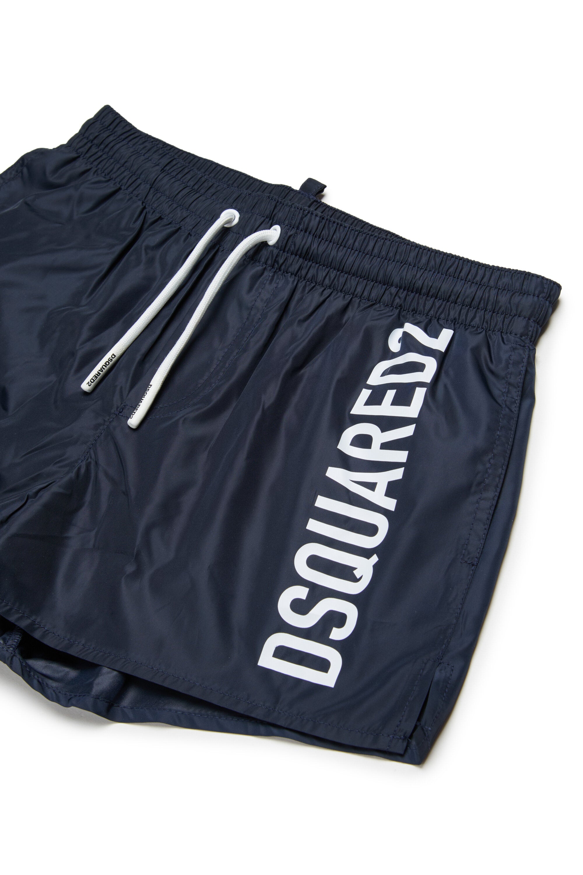 Boxer swim trunks with logo