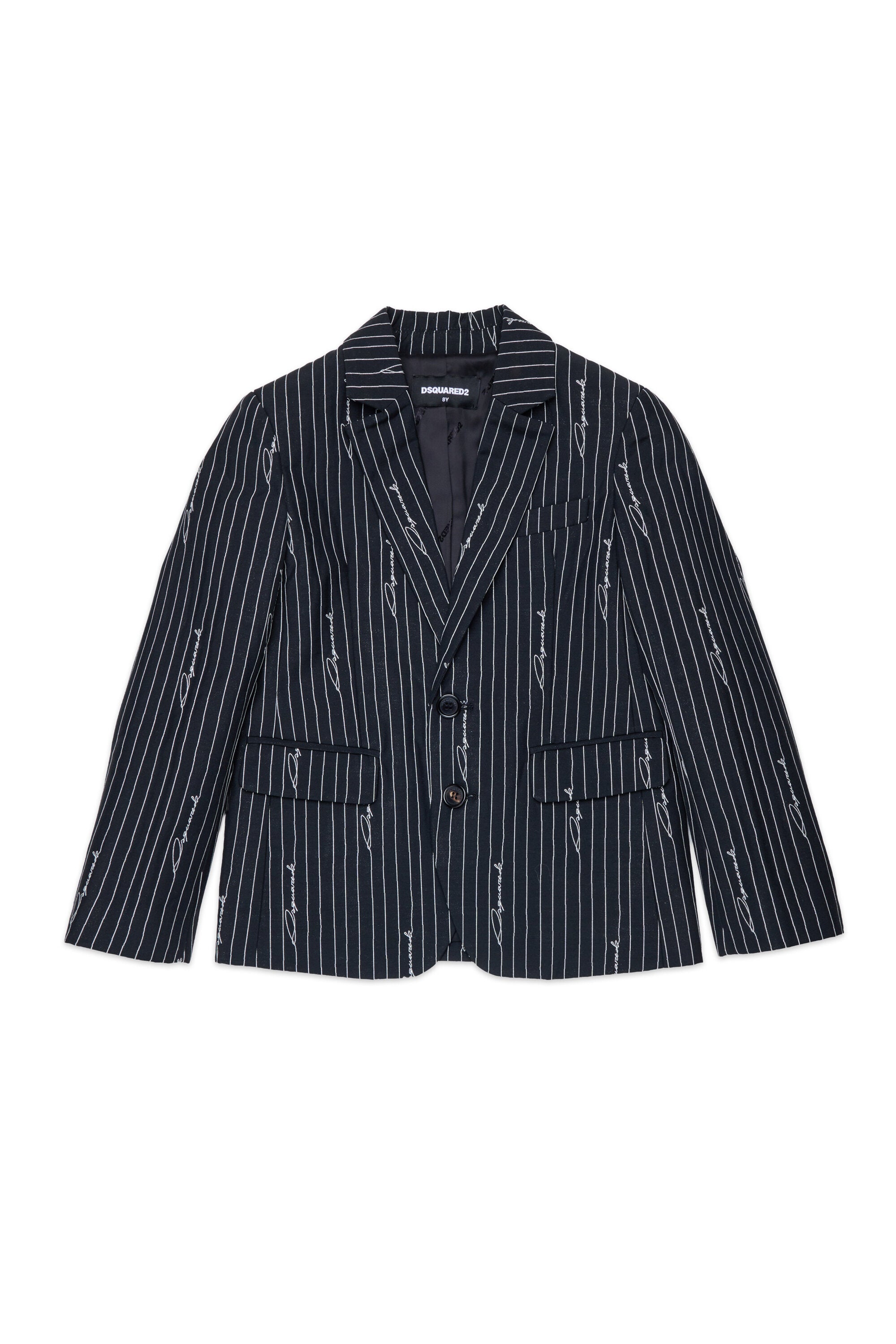 Pinstripe blazer with allover logo