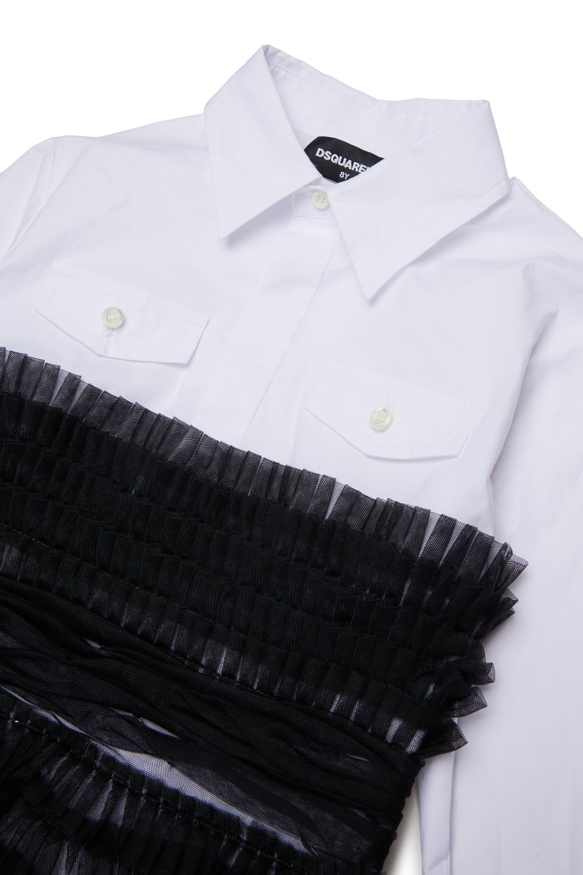 Shirt dress with pleated ruffles