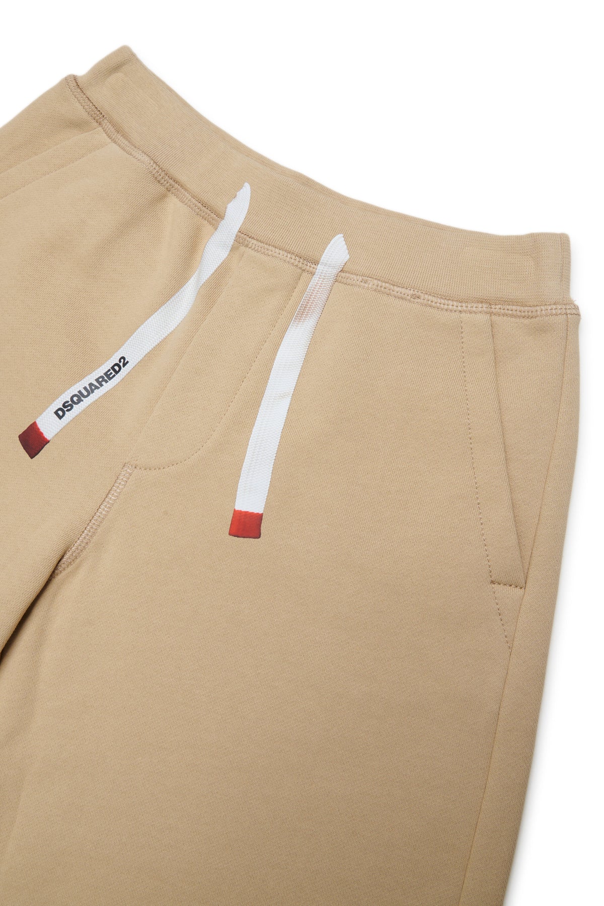 Fleece shorts with printed drawstring