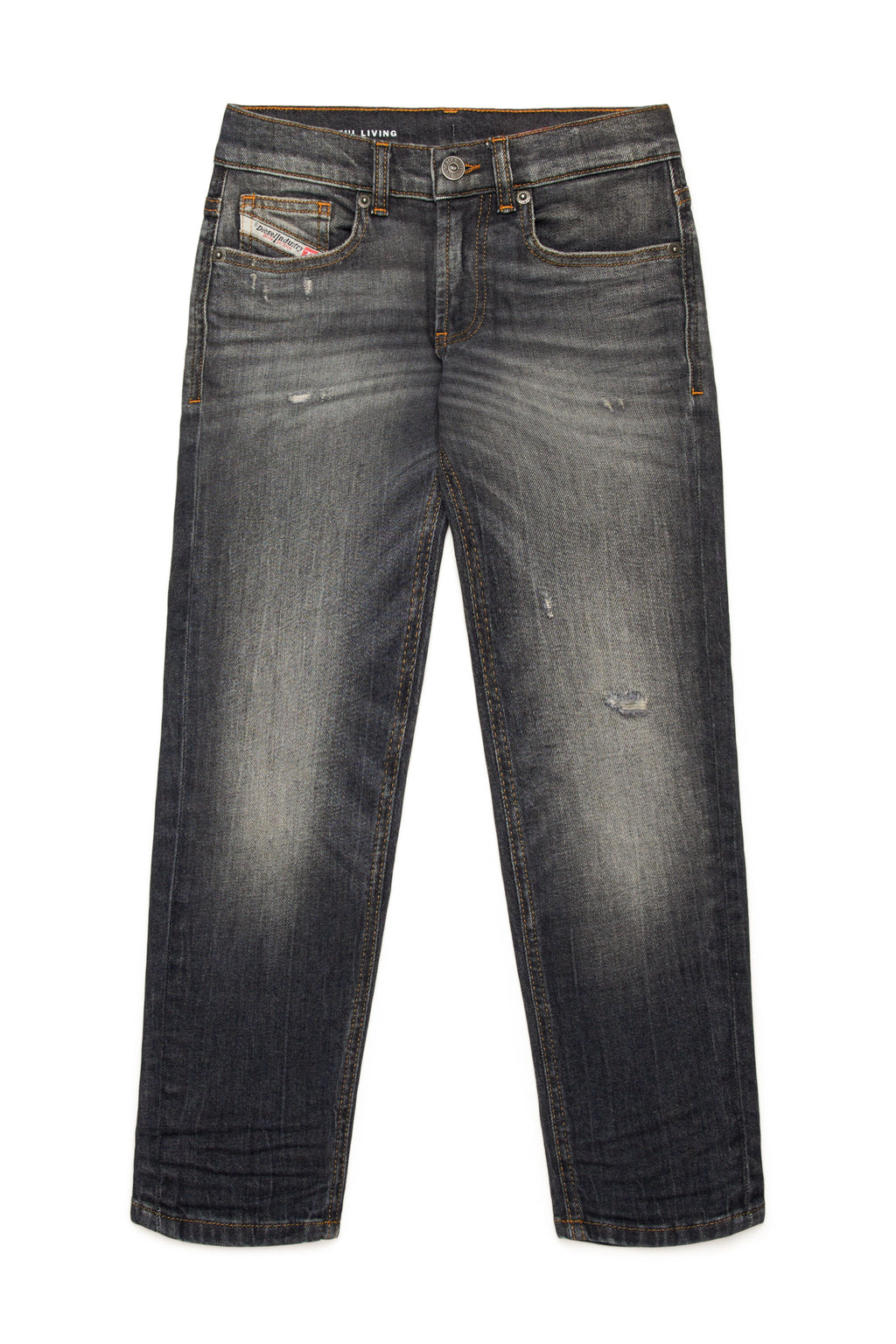 Grey tapered jeans with abrasions - D-Lucas