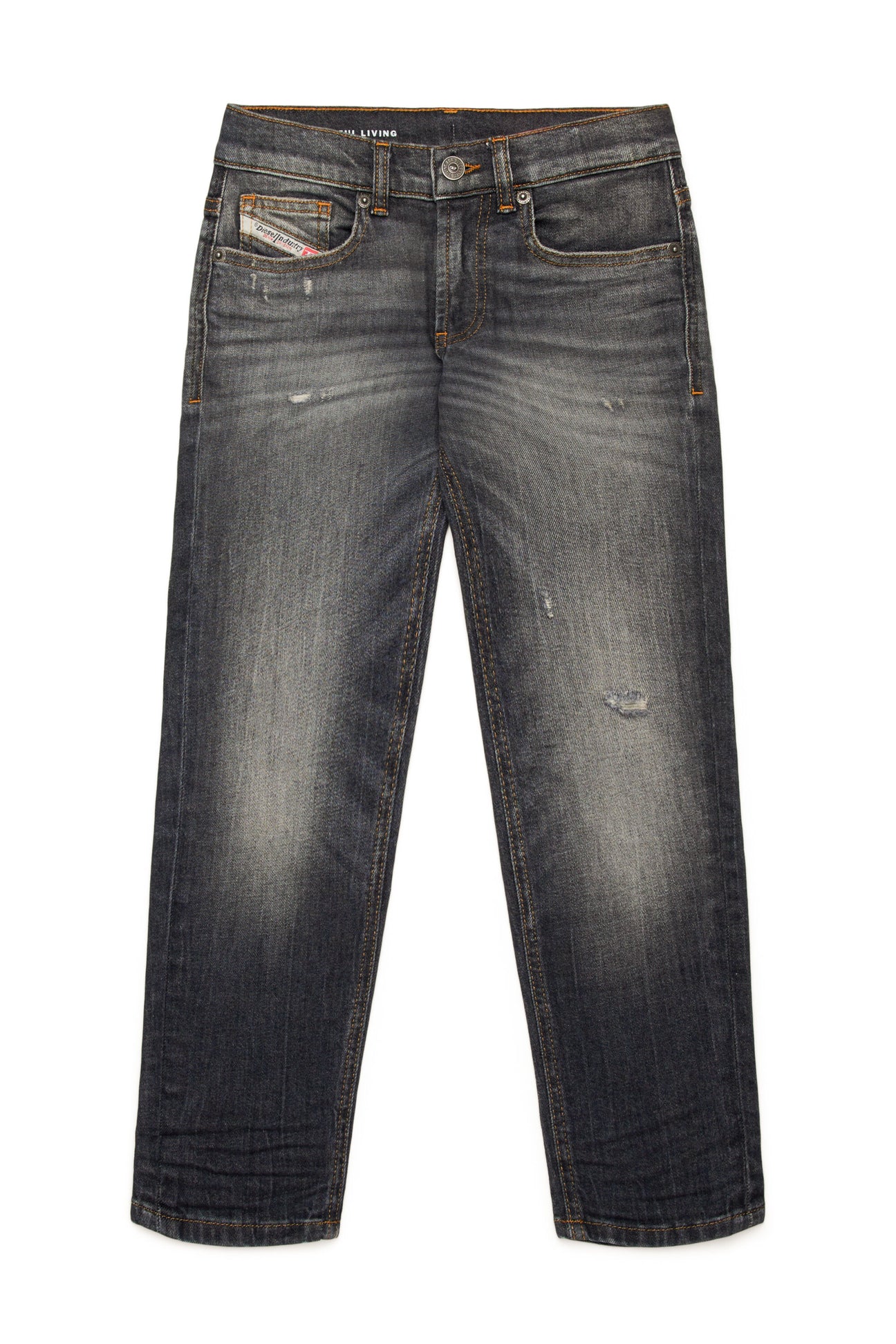 Grey tapered jeans with abrasions - D-Lucas 