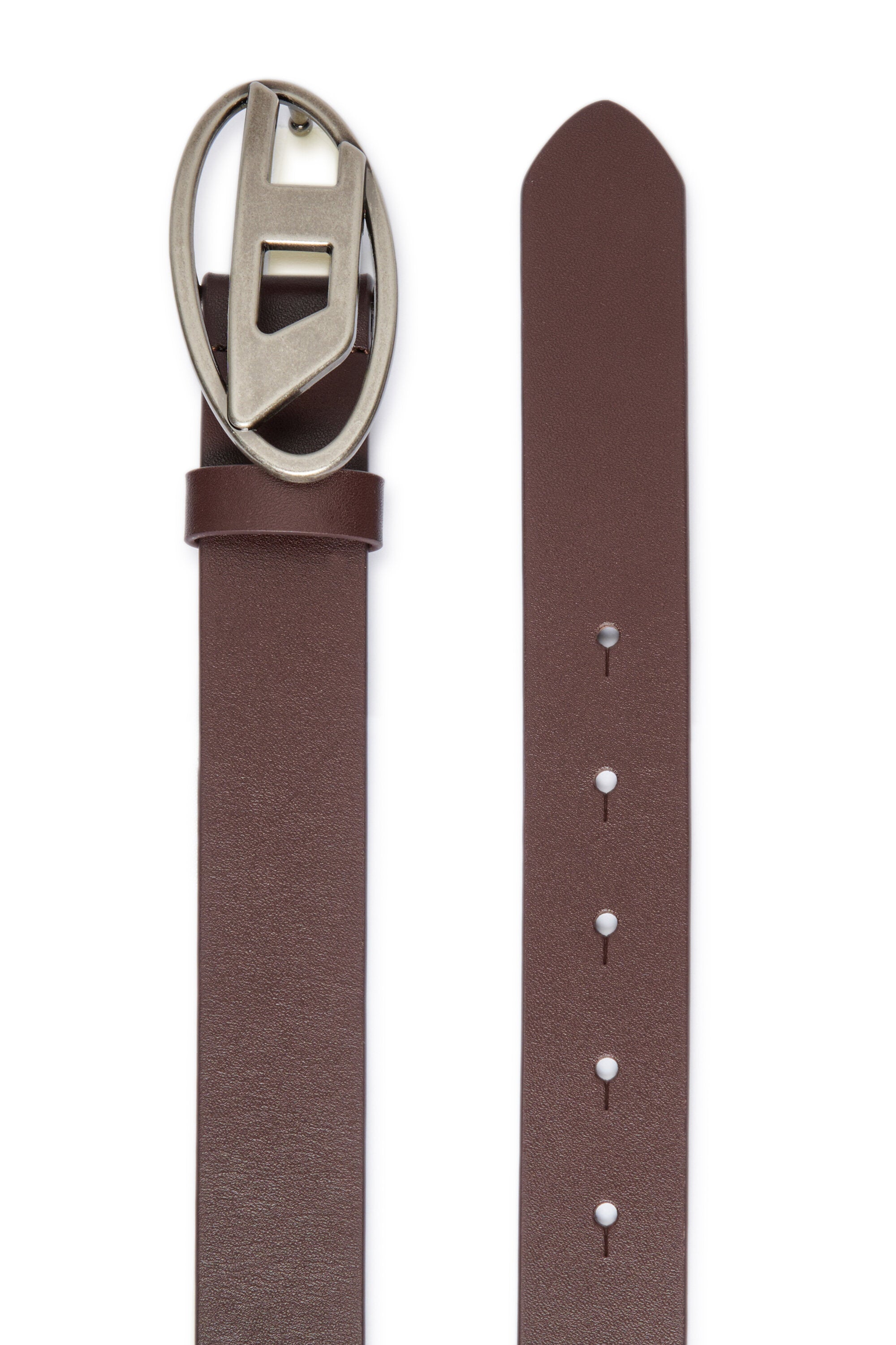 Leather belt with logo