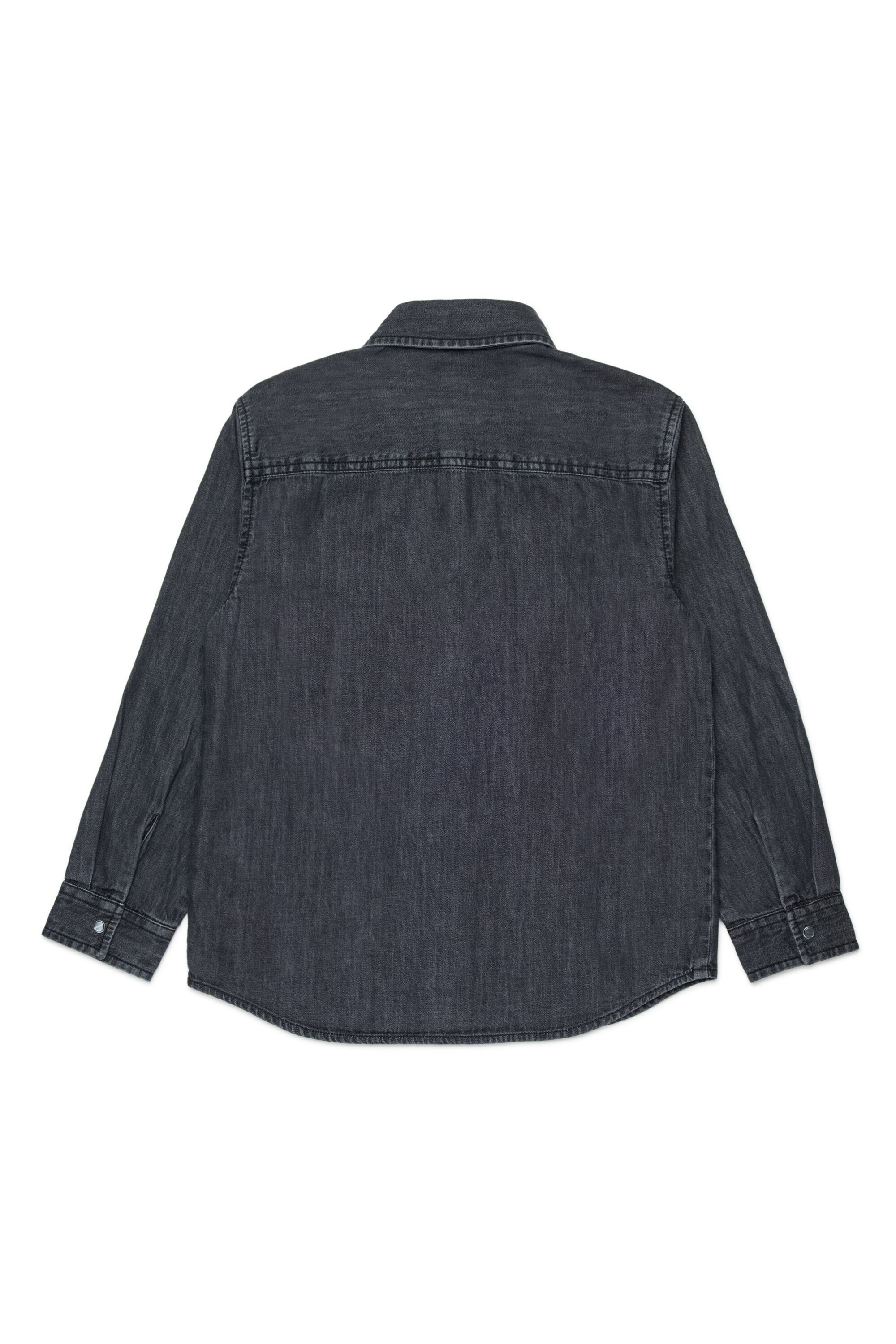 Denim shirt with long sleeves and logo