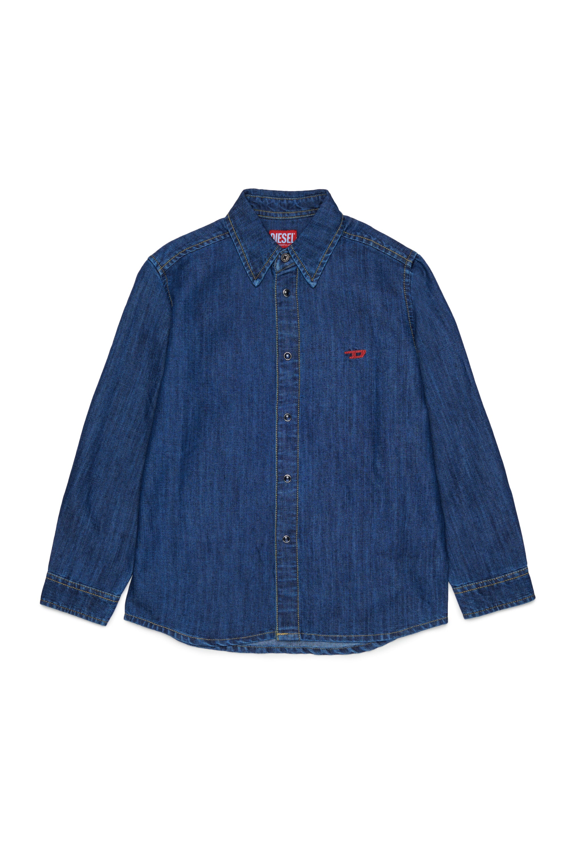 Long-sleeve denim shirt with logo