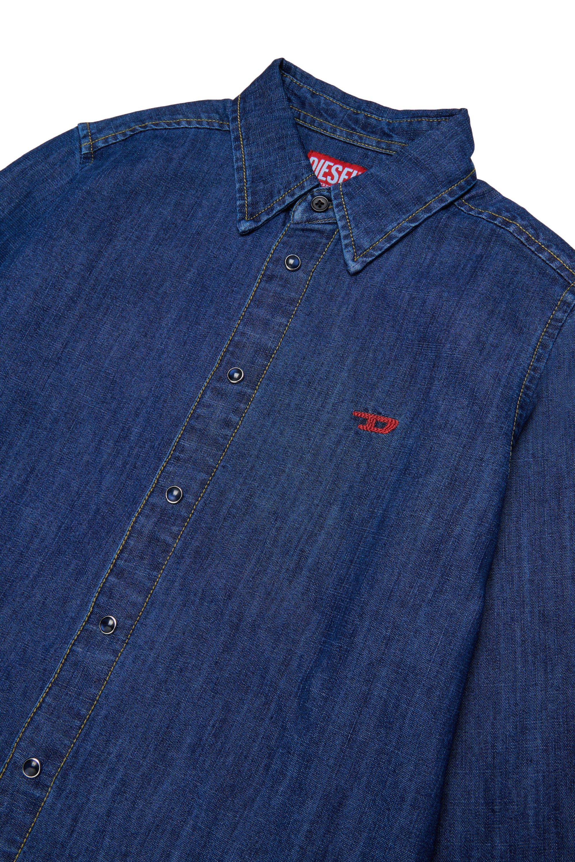 Long-sleeve denim shirt with logo
