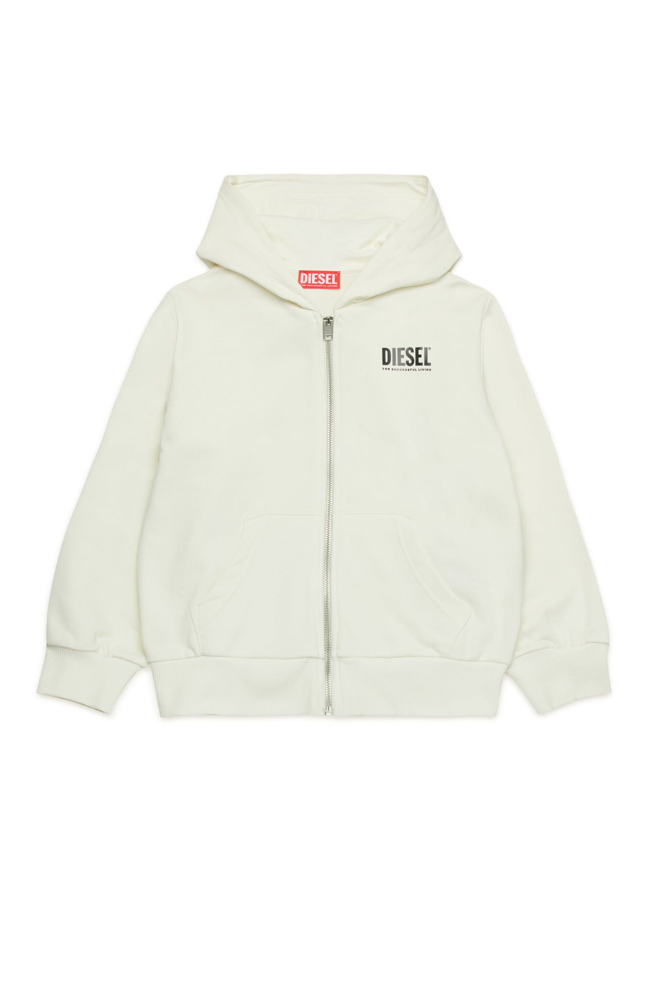 Hooded cotton sweatshirt with zip and logo 