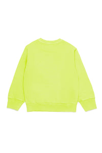 Fluorescent crew-neck branded sweatshirt