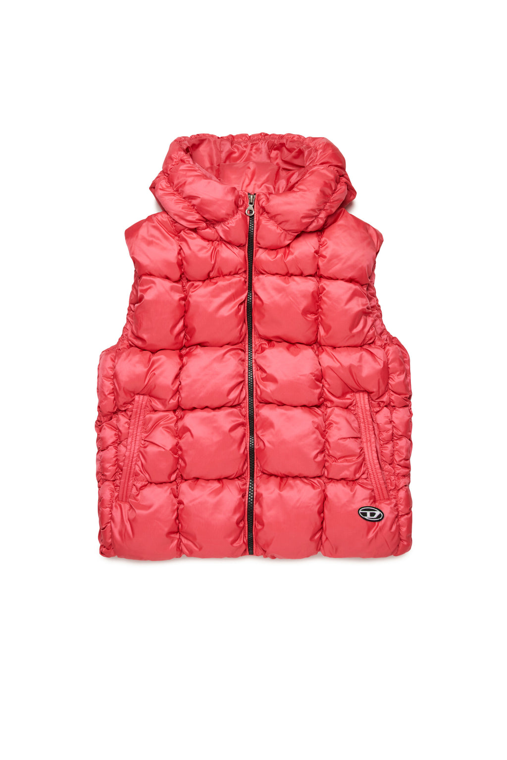 Quilted checkered sleeveless padded jacket