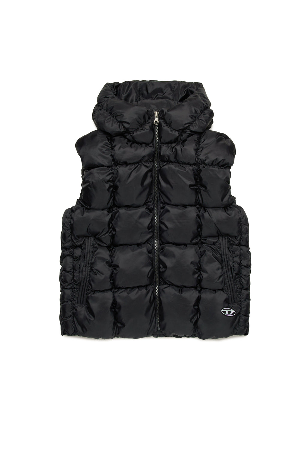 Quilted checkered sleeveless padded jacket