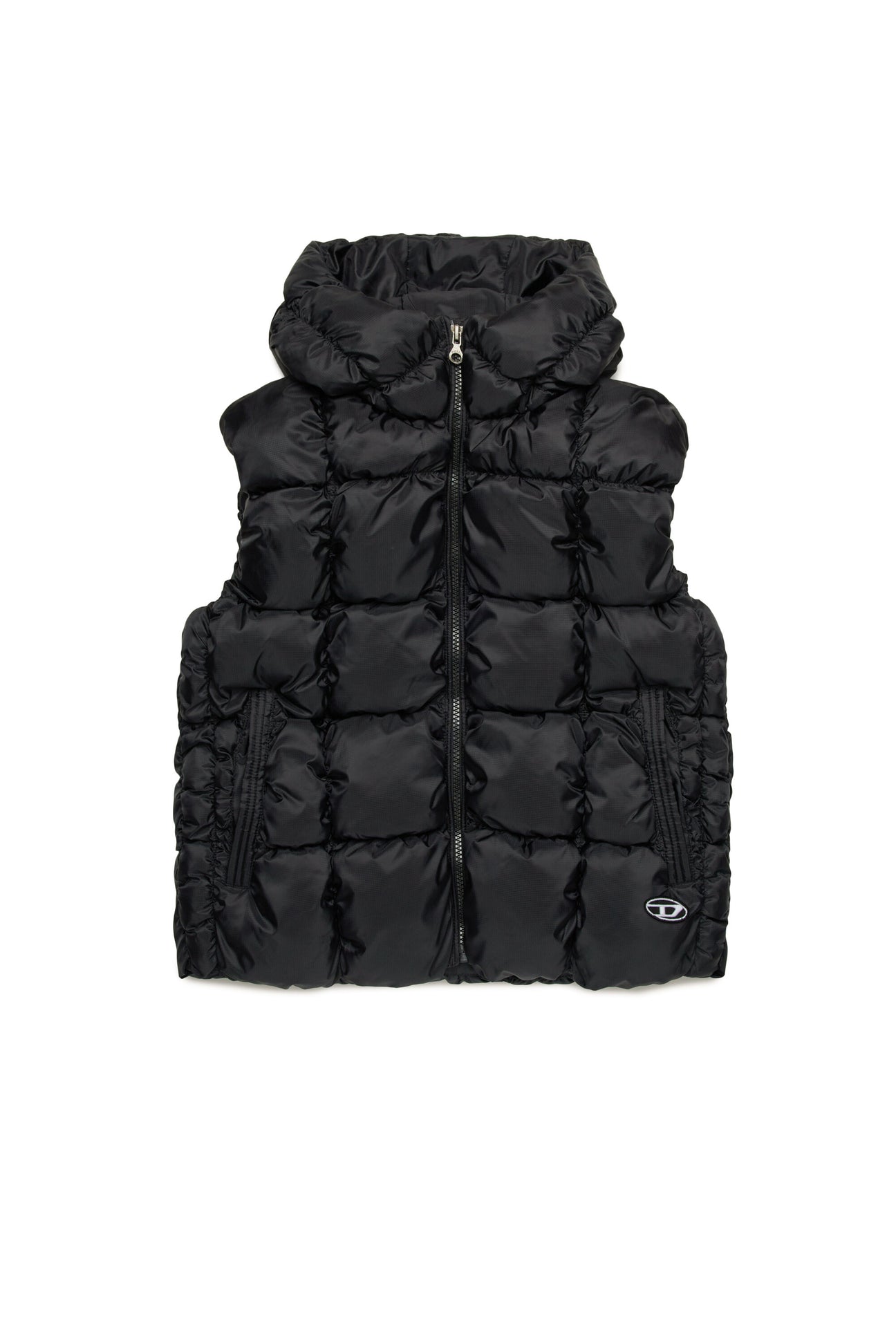 Quilted checkered sleeveless padded jacket 