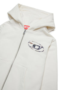 Hooded sweatshirt with oval D Planet Camou logo