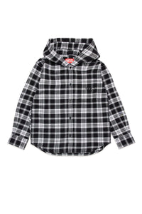 Hooded checkered flannel shirt