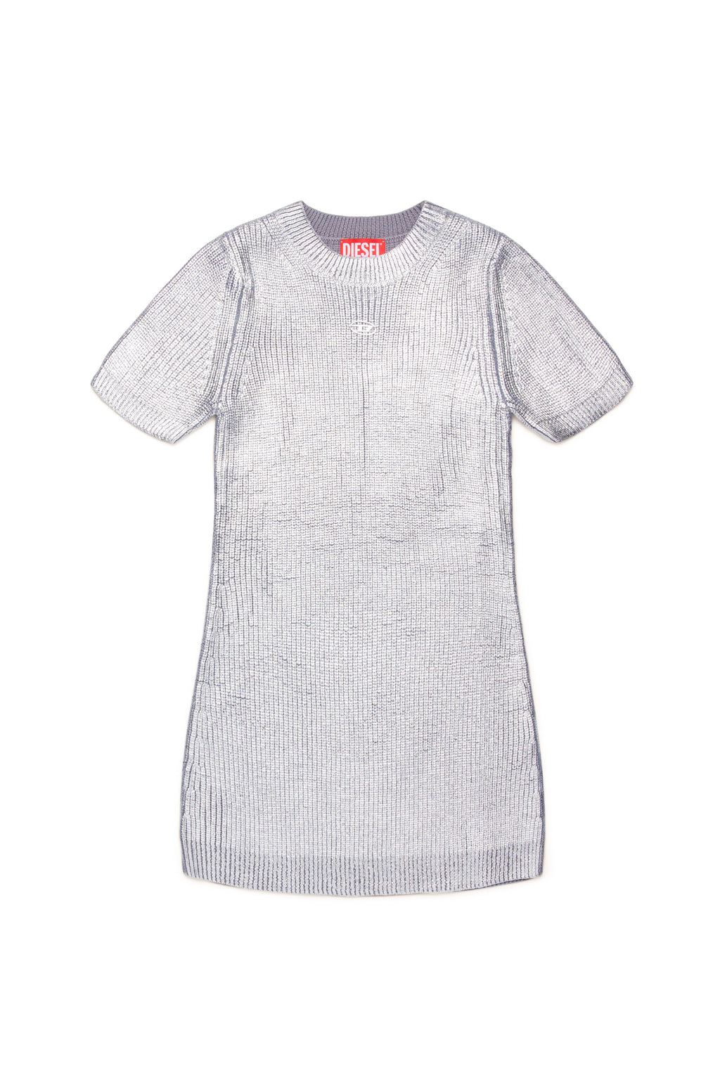 All-over silver mylar ribbed dress