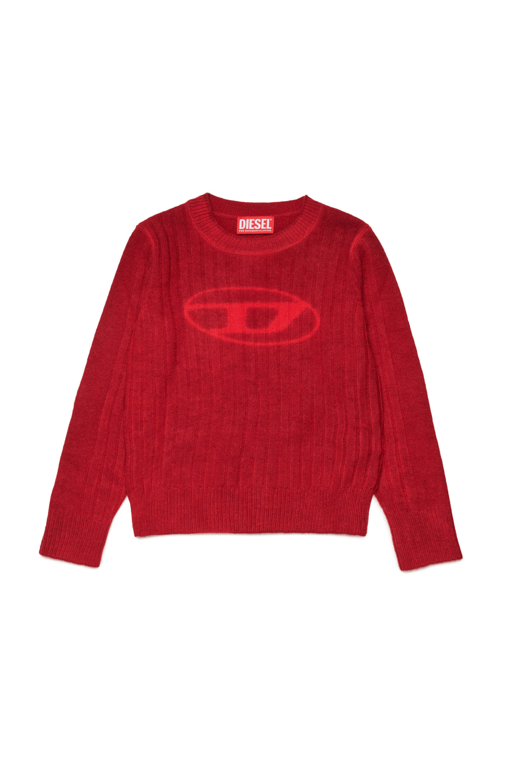 Ribbed wool blend pullover with oval D logo