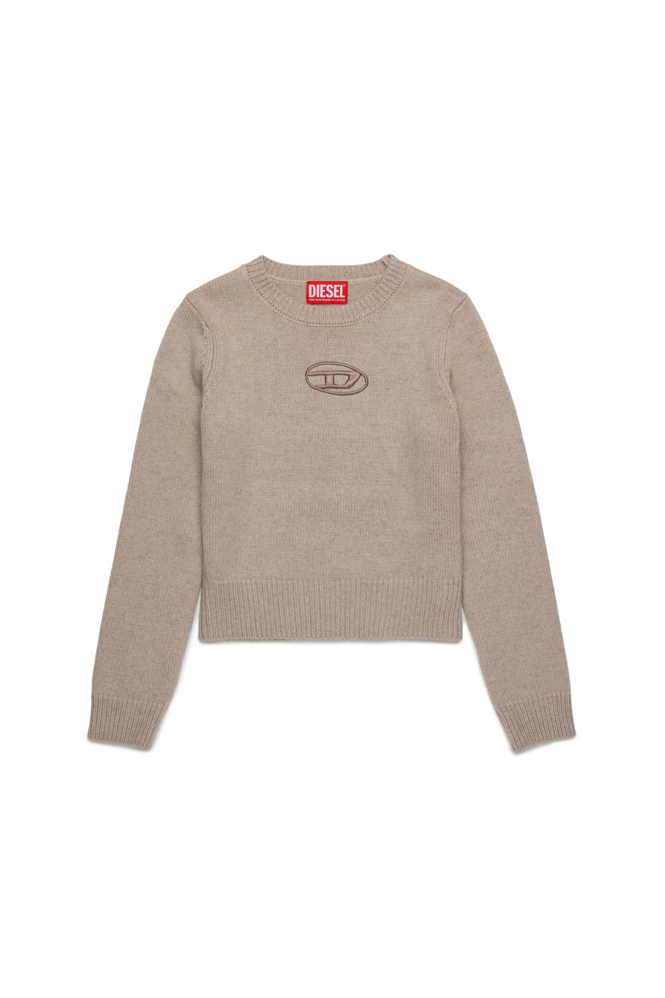 Cashmere-blend plain knitted pullover 