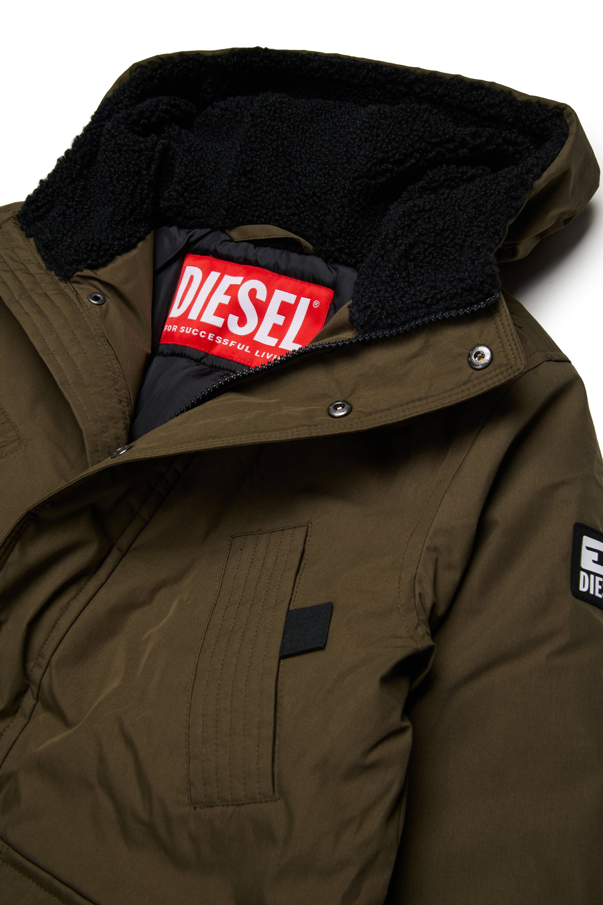 Diesel Long down jacket with front pockets | BRAVE KID
